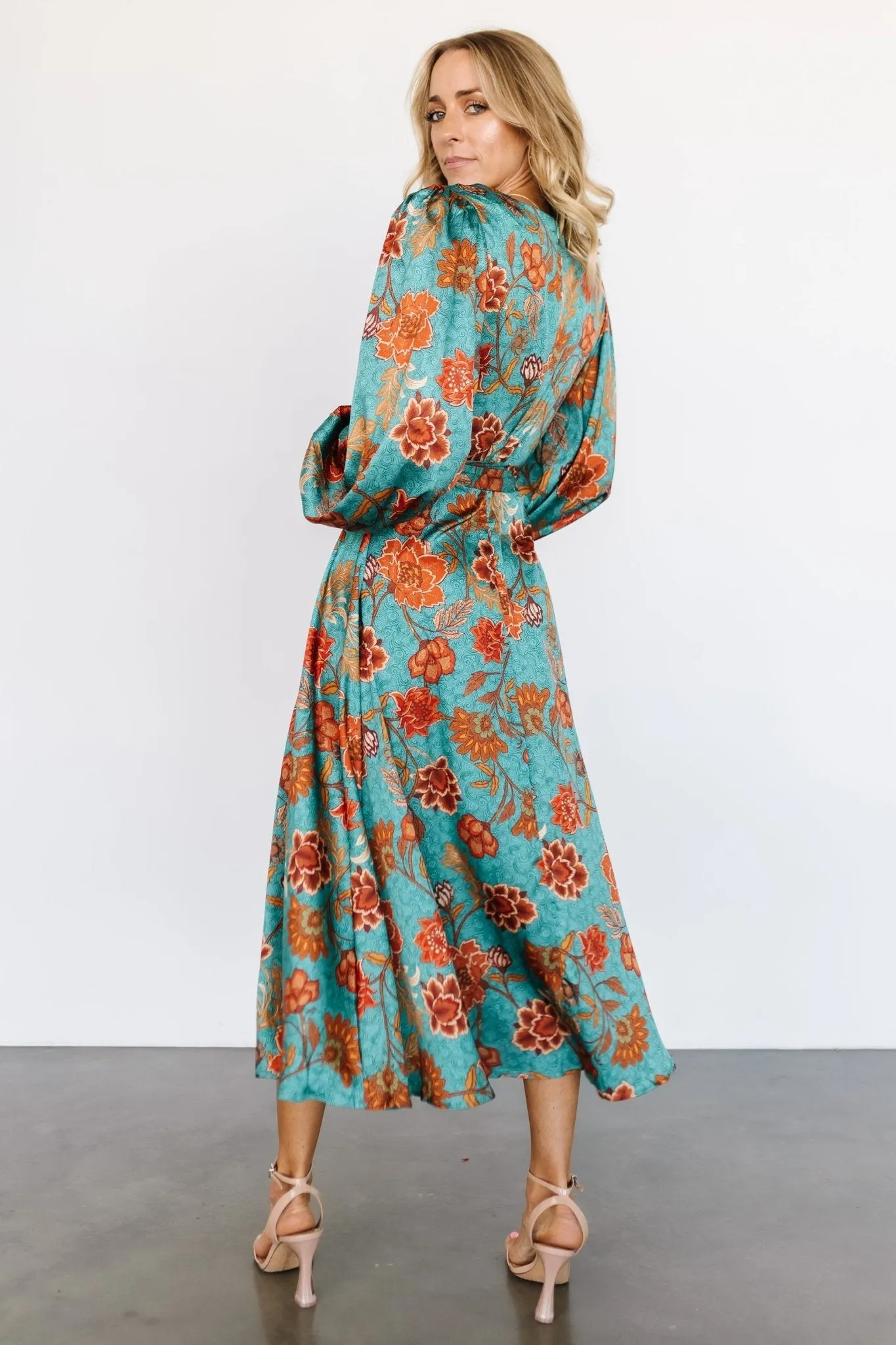 Jezebel Long Sleeve Dress | Teal + Rust sold by Baltic Born product image thumbnail 4