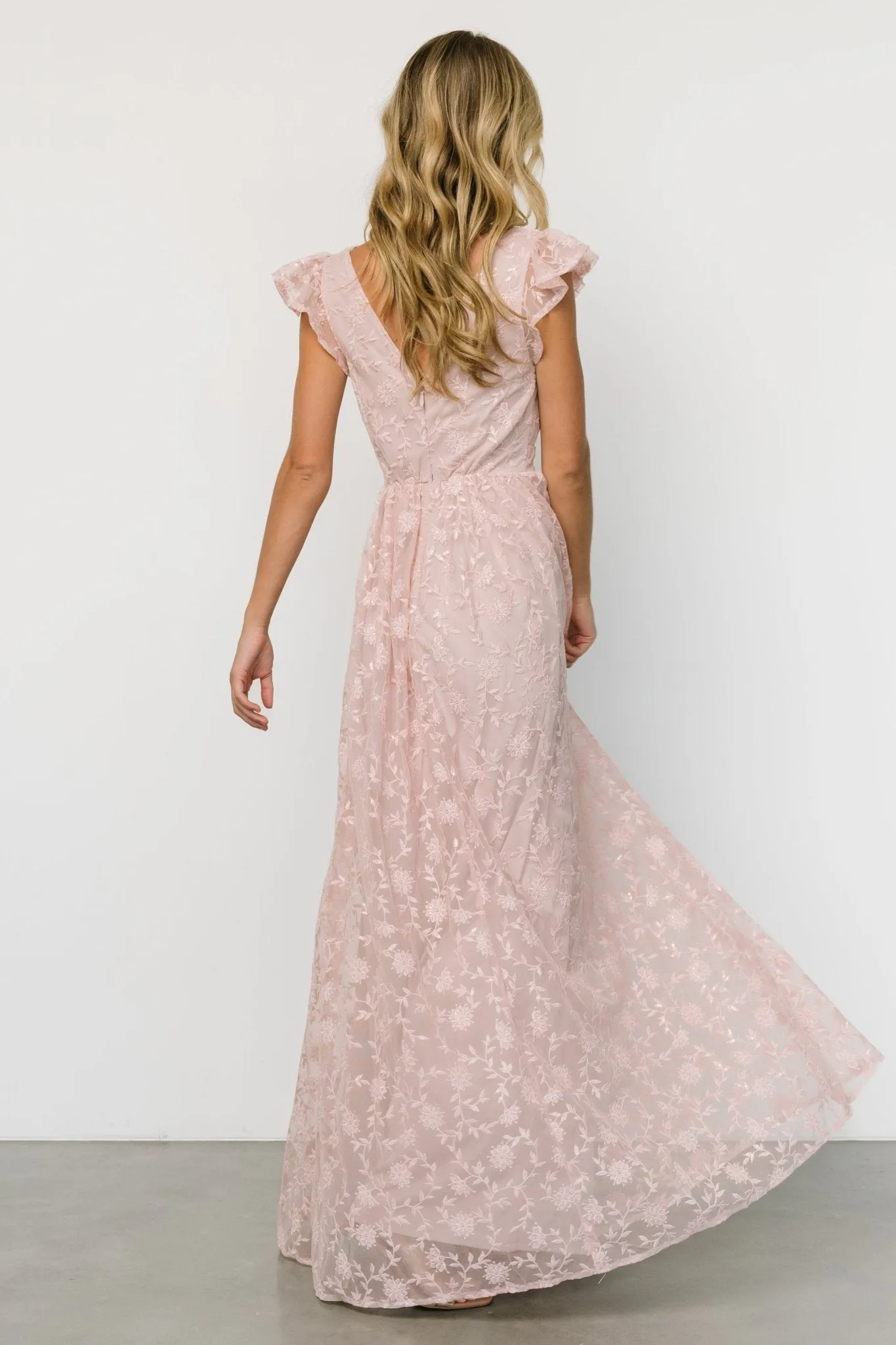 Alexa Embroidered Sequin Maxi Dress | Blush Rose sold by Baltic Born product image thumbnail 4