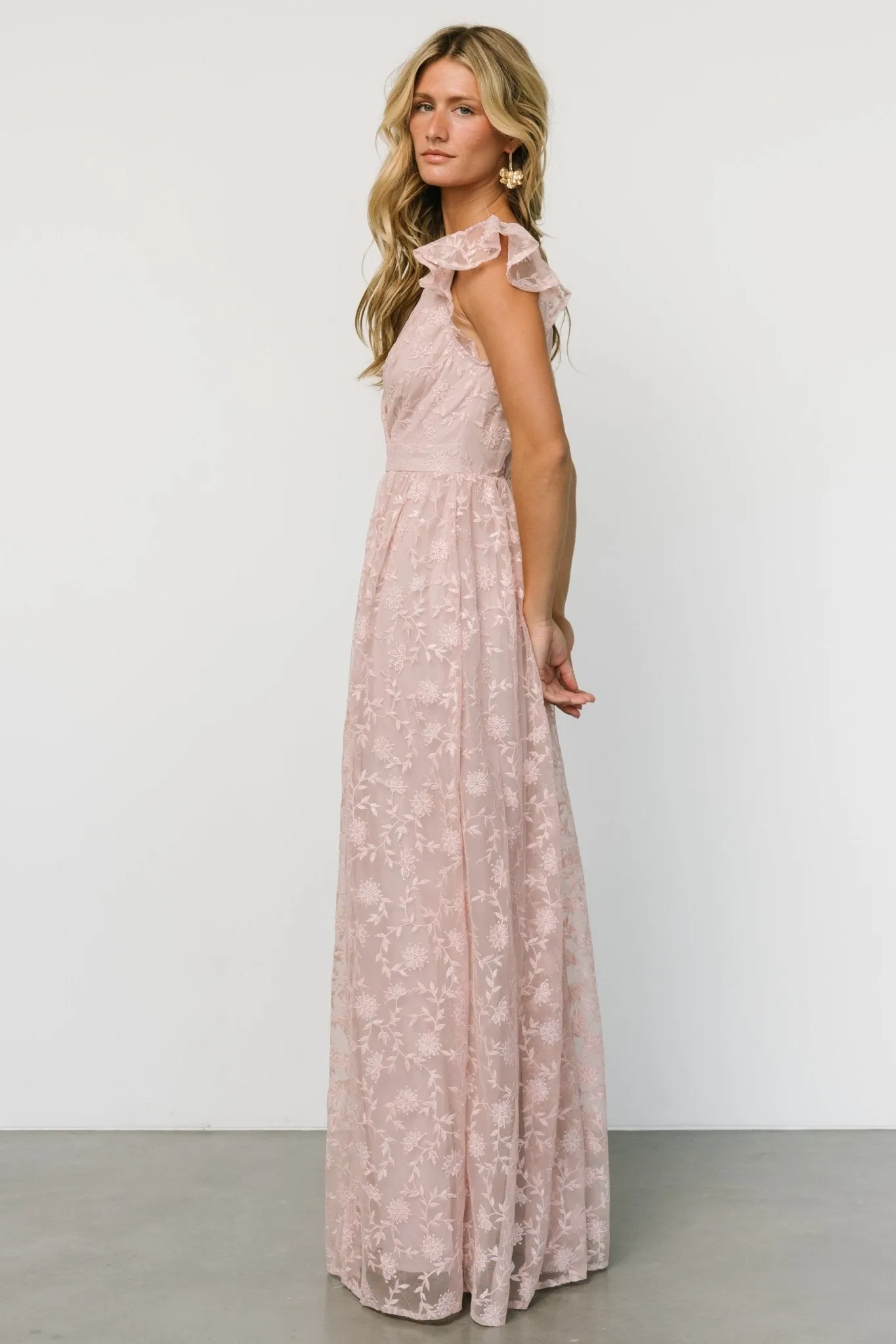Alexa Embroidered Sequin Maxi Dress | Blush Rose sold by Baltic Born product image thumbnail 3