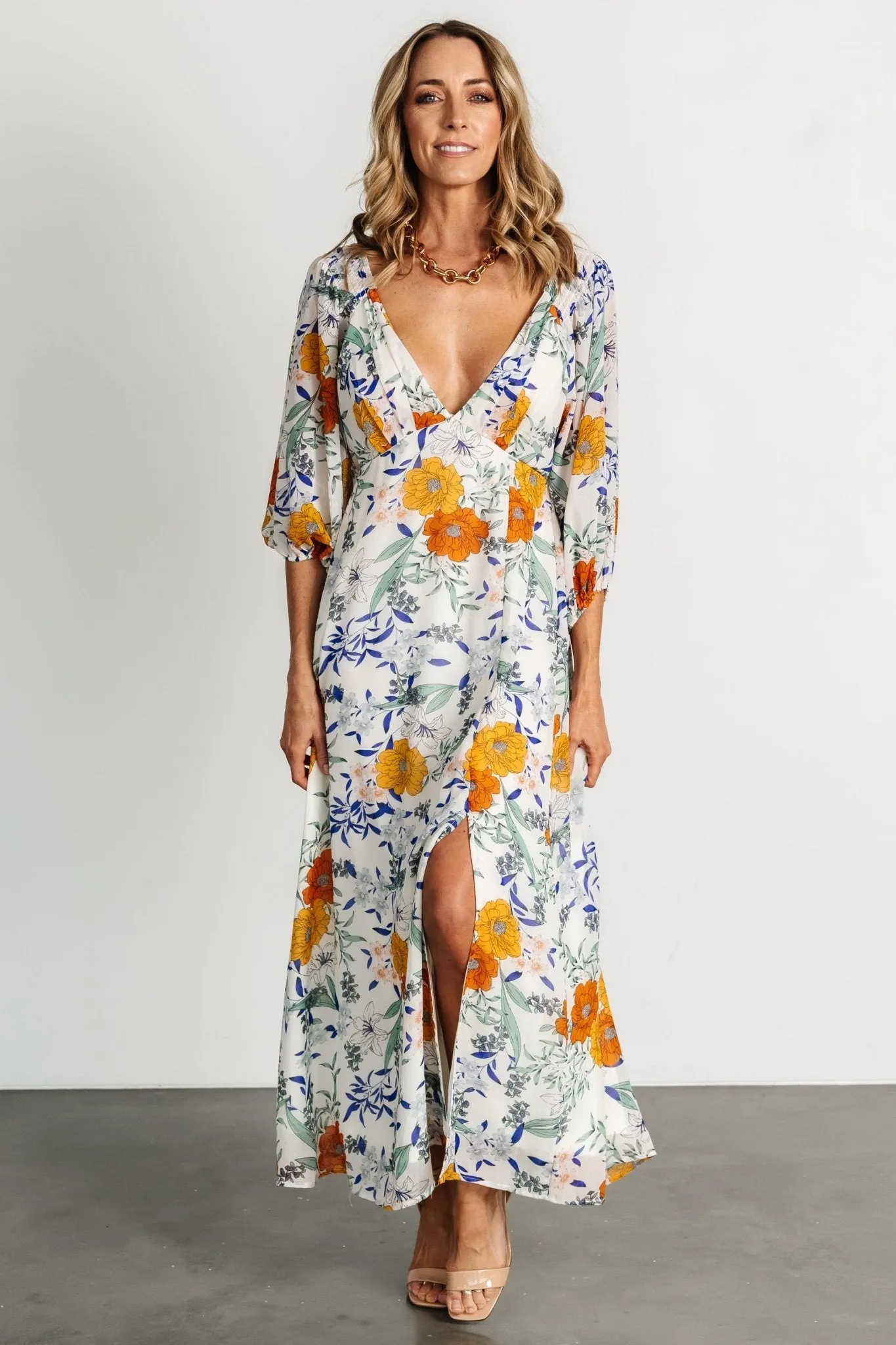 Maisie Maxi Dress | Cream Floral sold by Baltic Born