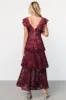 Margot Lace Tiered Maxi Dress | Wine sold by Baltic Born