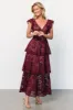 Margot Lace Tiered Maxi Dress | Wine sold by Baltic Born
