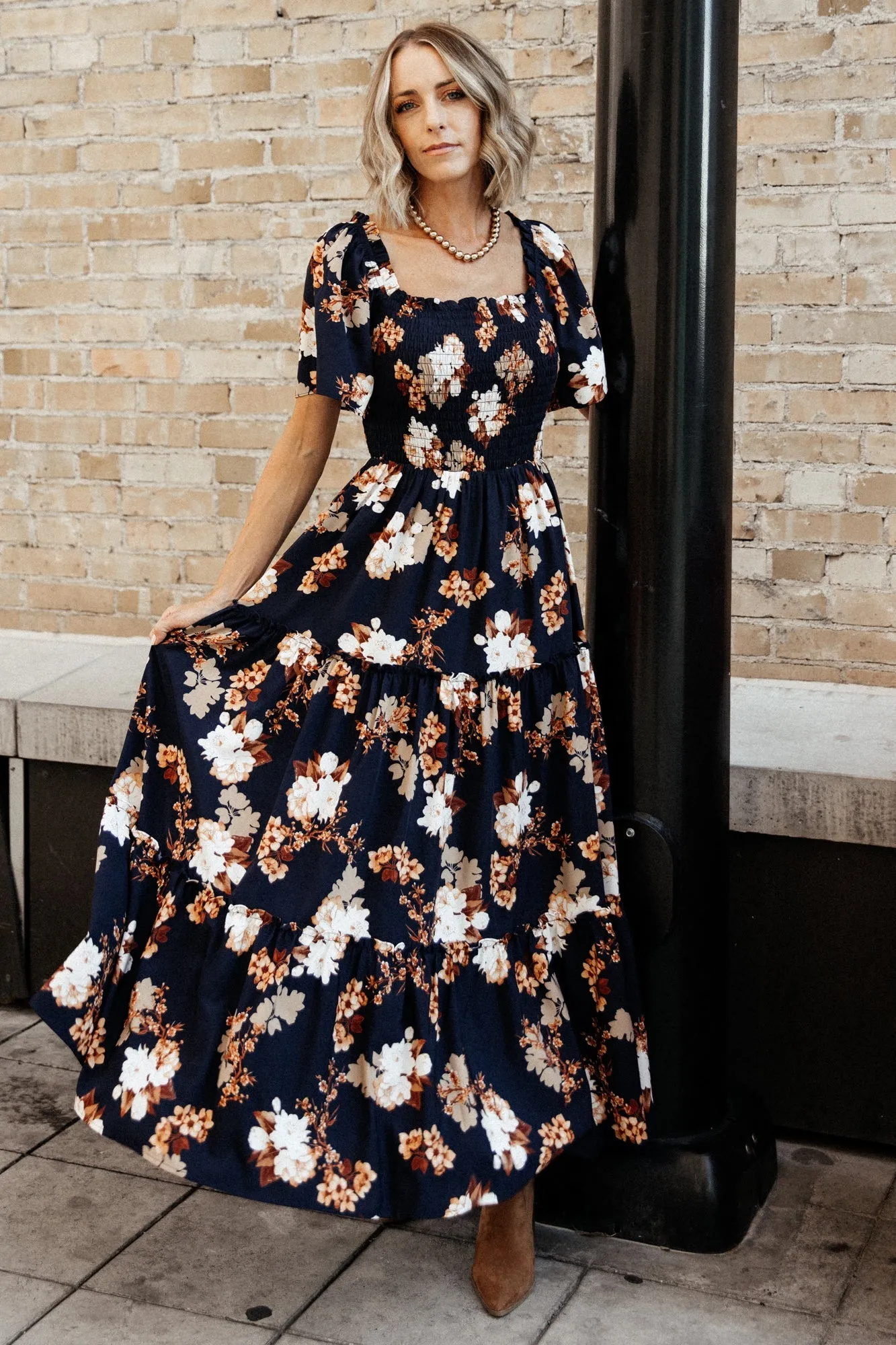 Southampton Smocked Maxi Dress | Navy Multi Floral sold by Baltic Born product image thumbnail 2