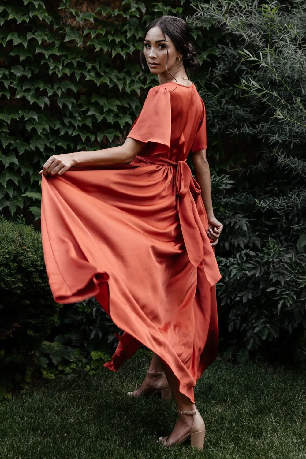 Sicily Satin Maxi Dress | Rust sold by Baltic Born product image thumbnail 3