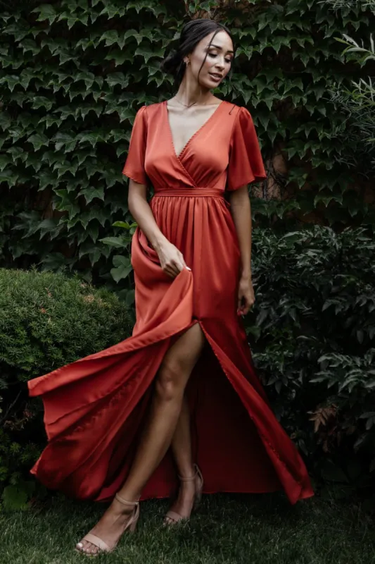 Sicily Satin Maxi Dress | Rust sold by Baltic Born