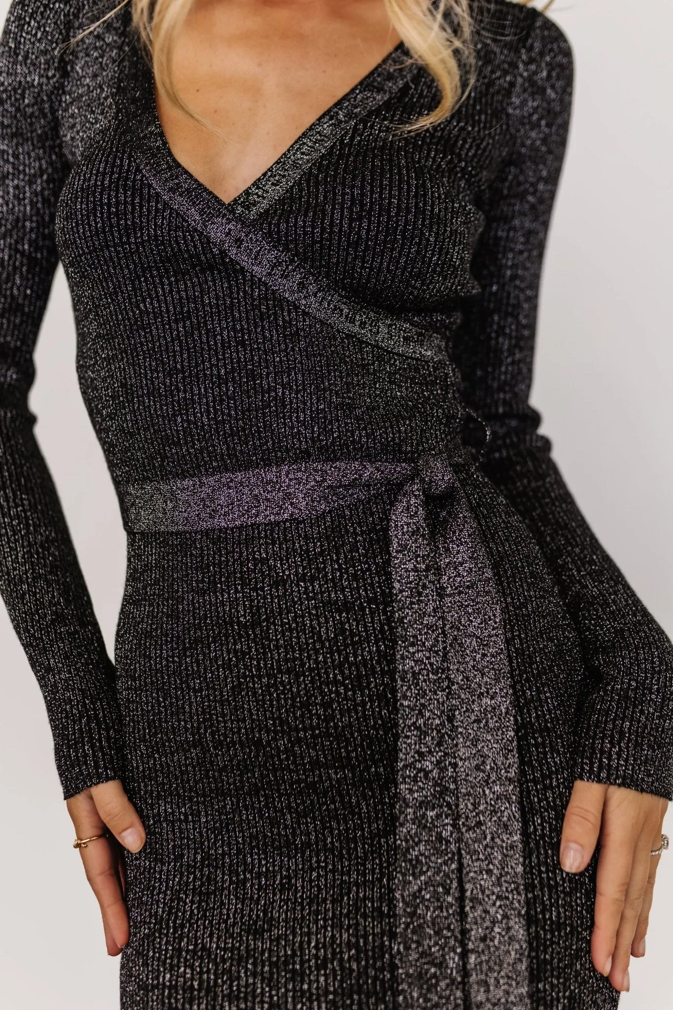 Nancy Ribbed Shimmer Midi Dress | Black sold by Baltic Born product image thumbnail 2