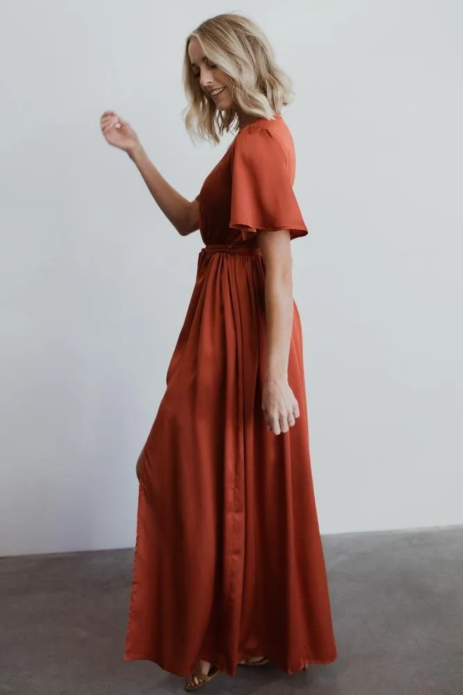 Sicily Satin Maxi Dress | Rust sold by Baltic Born product image thumbnail 5
