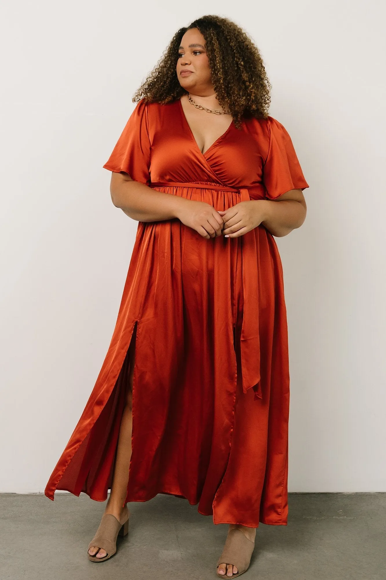 Sicily Satin Maxi Dress | Rust sold by Baltic Born product image thumbnail 4