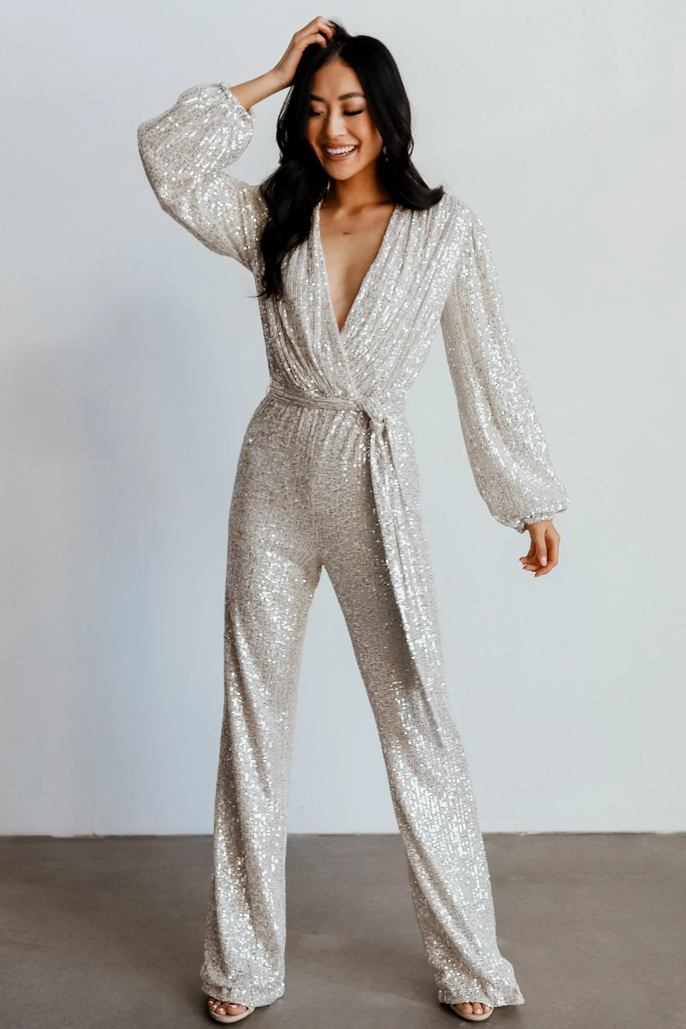 Brussels Sequin Jumpsuit | Cream sold by Baltic Born