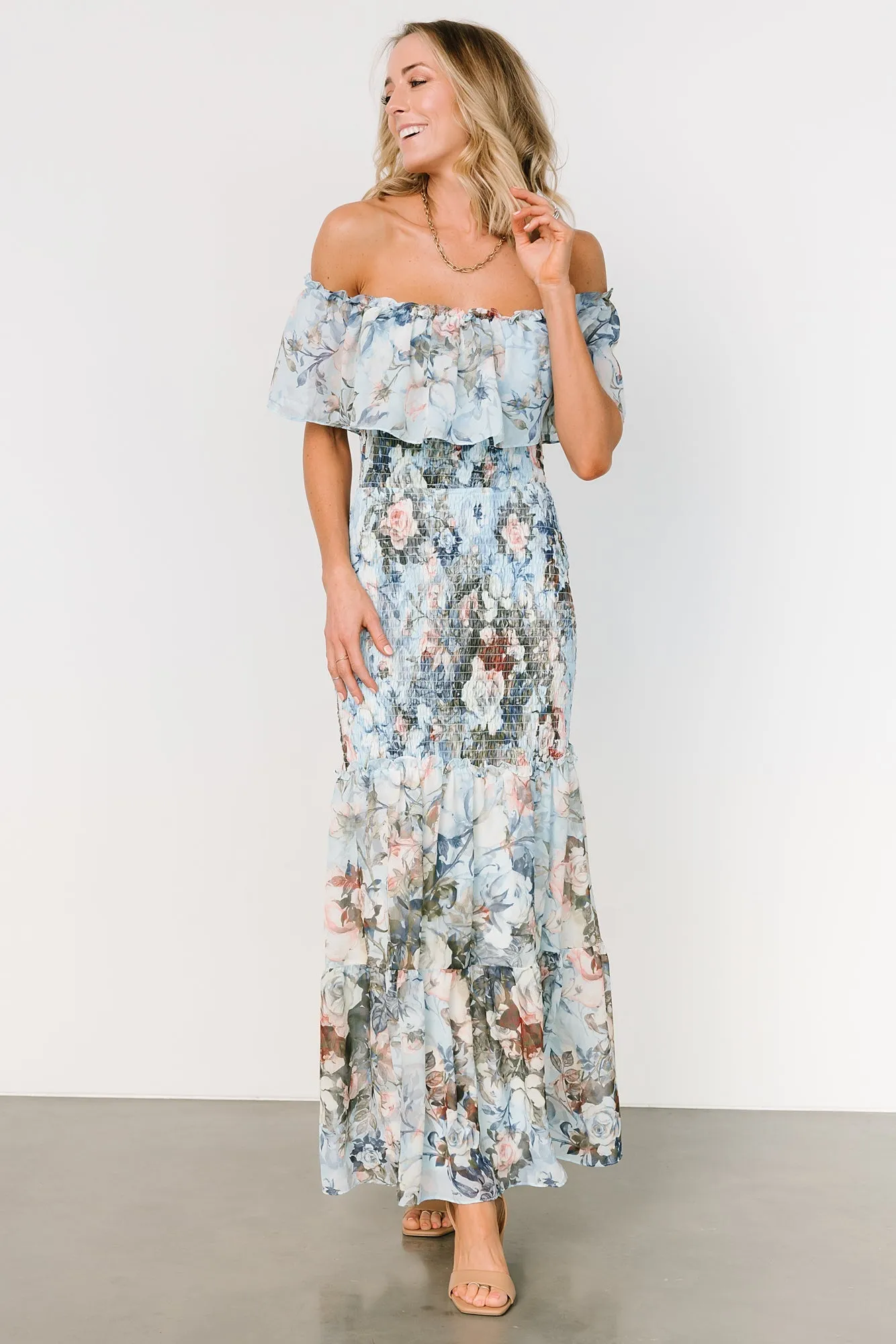 Amalfi Smocked Maxi Dress | Blue Floral sold by Baltic Born product image thumbnail 2