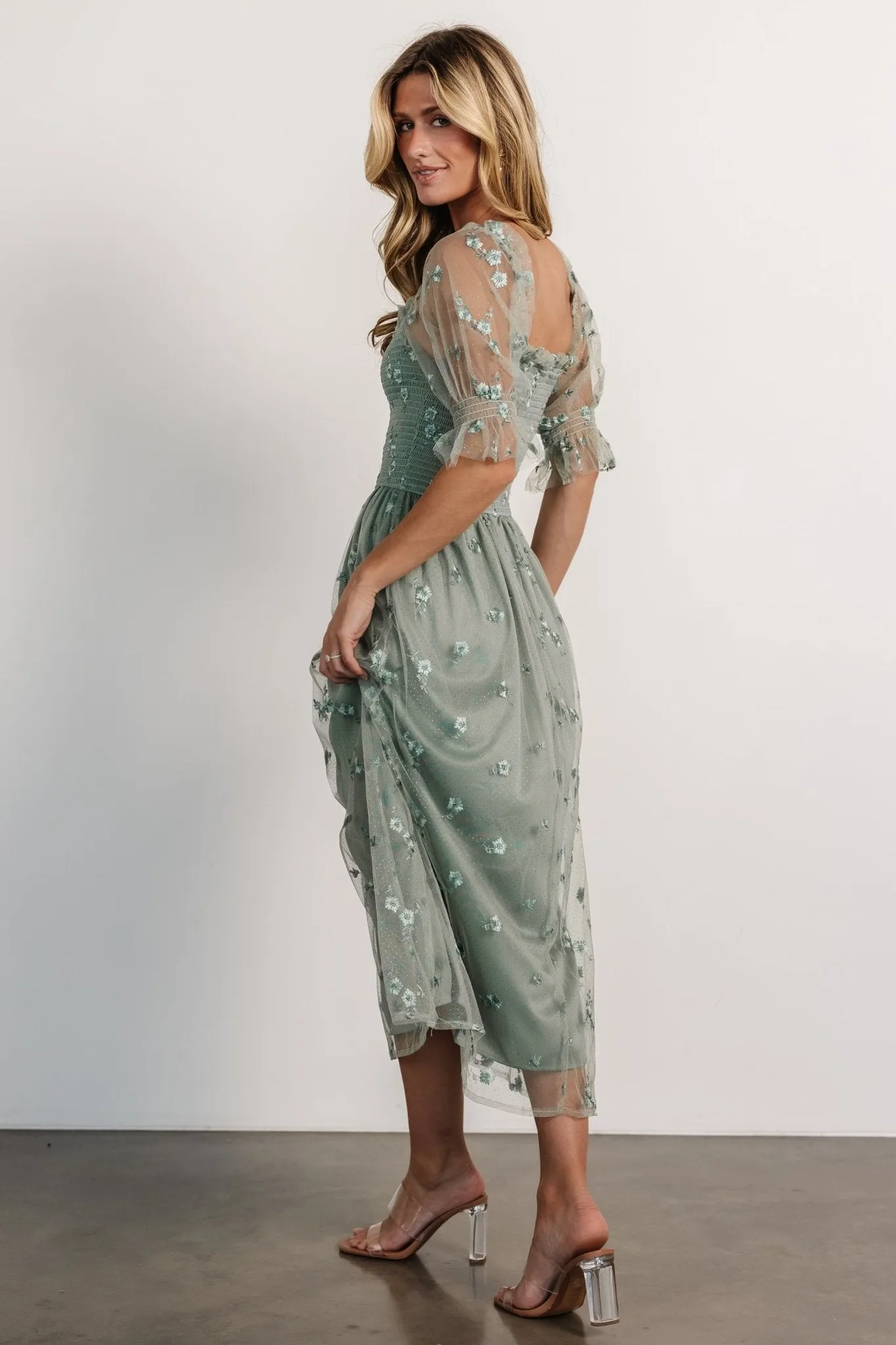 Emilia Embroidered Dress | Sage sold by Baltic Born product image thumbnail 3