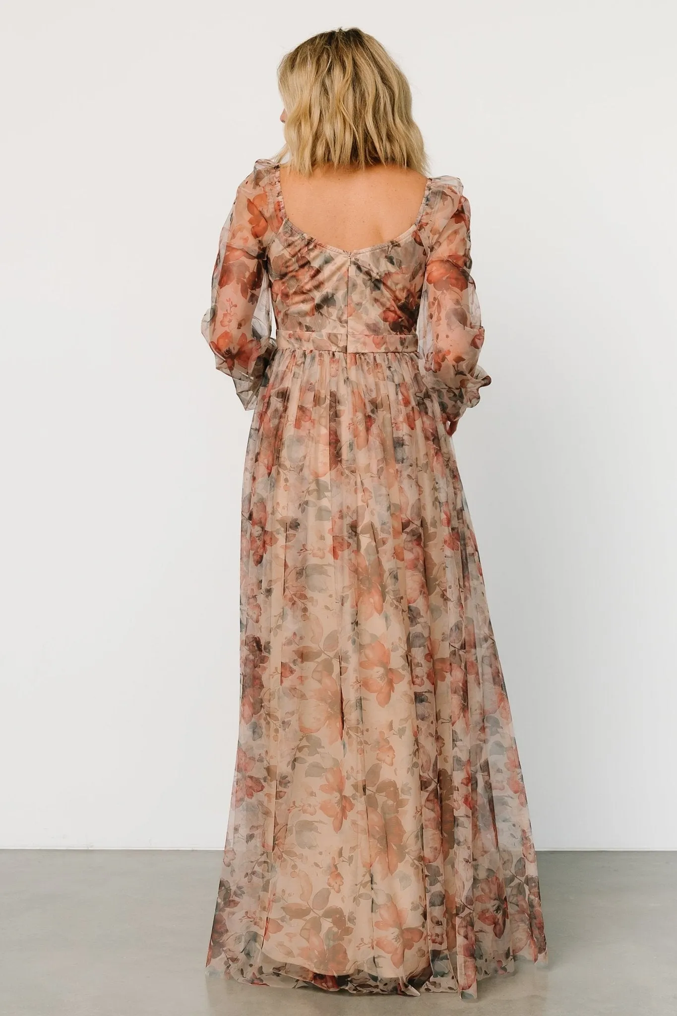 Desiree Tulle Maxi Dress | Taupe Floral sold by Baltic Born product image thumbnail 4