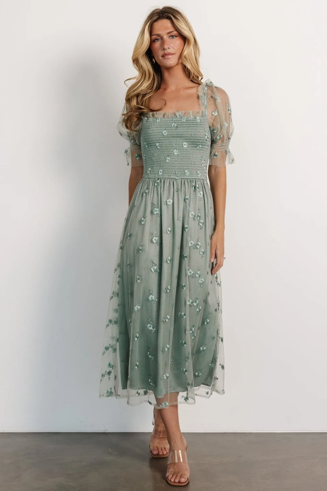 Emilia Embroidered Dress | Sage sold by Baltic Born product image thumbnail 4