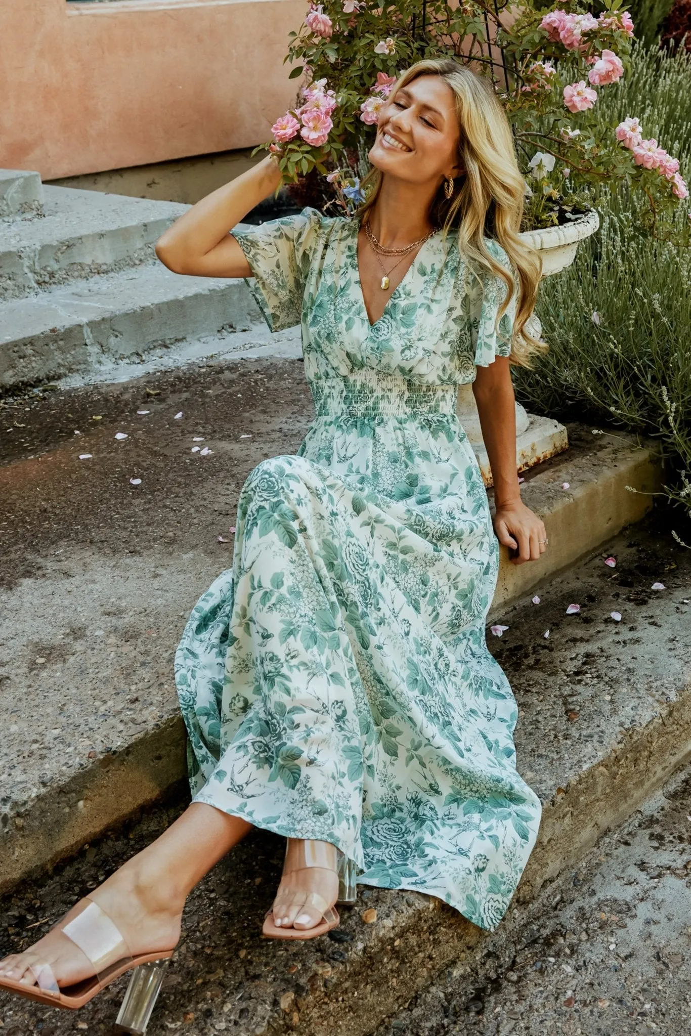 Birdie Maxi Dress | White + Sage Floral sold by Baltic Born product image thumbnail 5