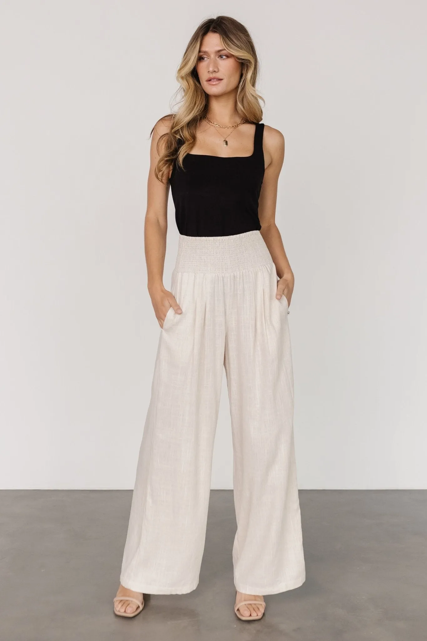 Parvati Smocked Waist Pants | Natural sold by Baltic Born product image thumbnail 2