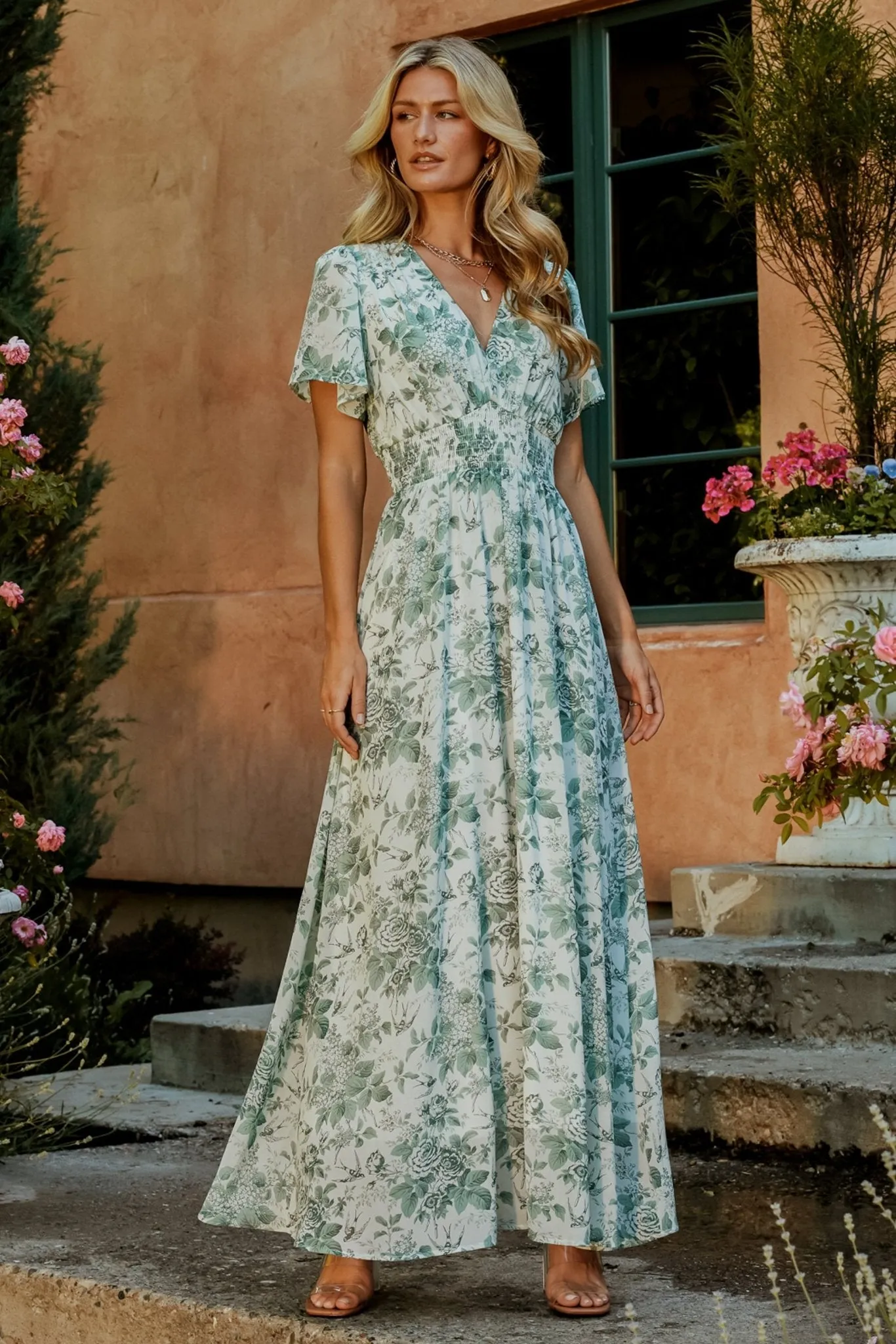 Birdie Maxi Dress | White + Sage Floral sold by Baltic Born product image thumbnail 4