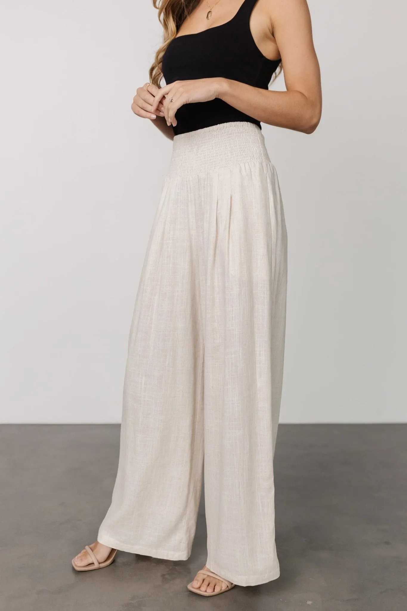 Parvati Smocked Waist Pants | Natural sold by Baltic Born product image thumbnail 3