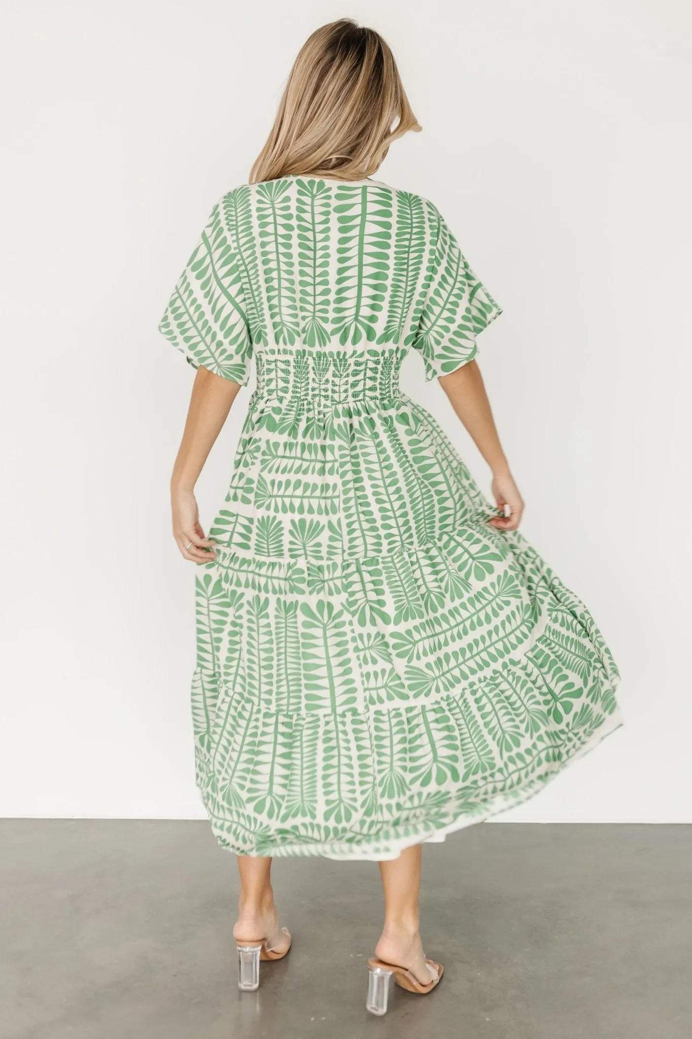 Austin Kimono Dress | Green Print sold by Baltic Born product image thumbnail 4
