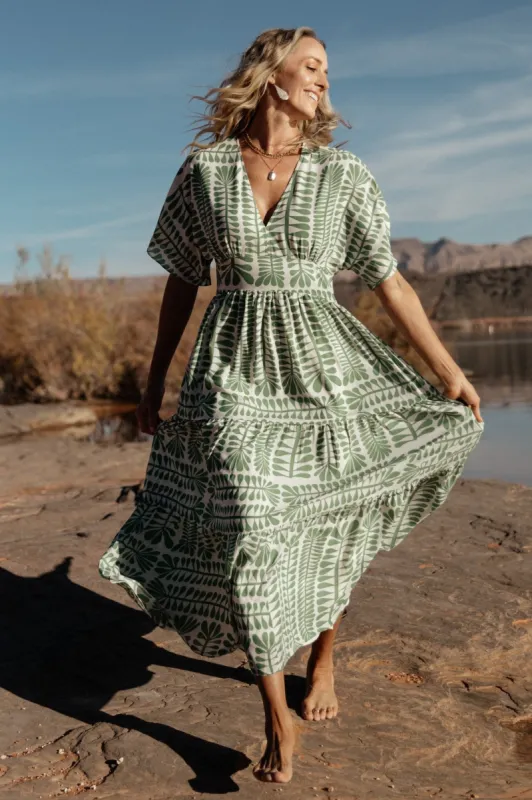 Austin Kimono Dress | Green Print sold by Baltic Born