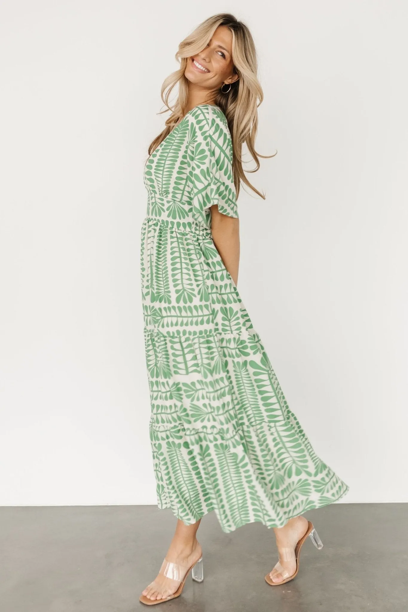 Austin Kimono Dress | Green Print sold by Baltic Born product image thumbnail 3