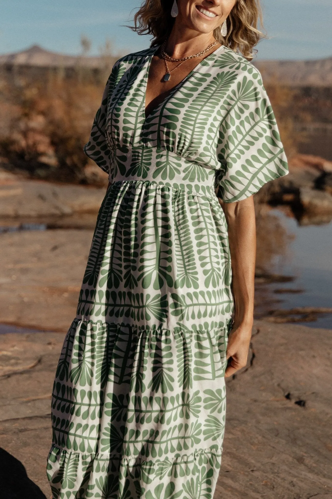 Austin Kimono Dress | Green Print sold by Baltic Born product image thumbnail 5