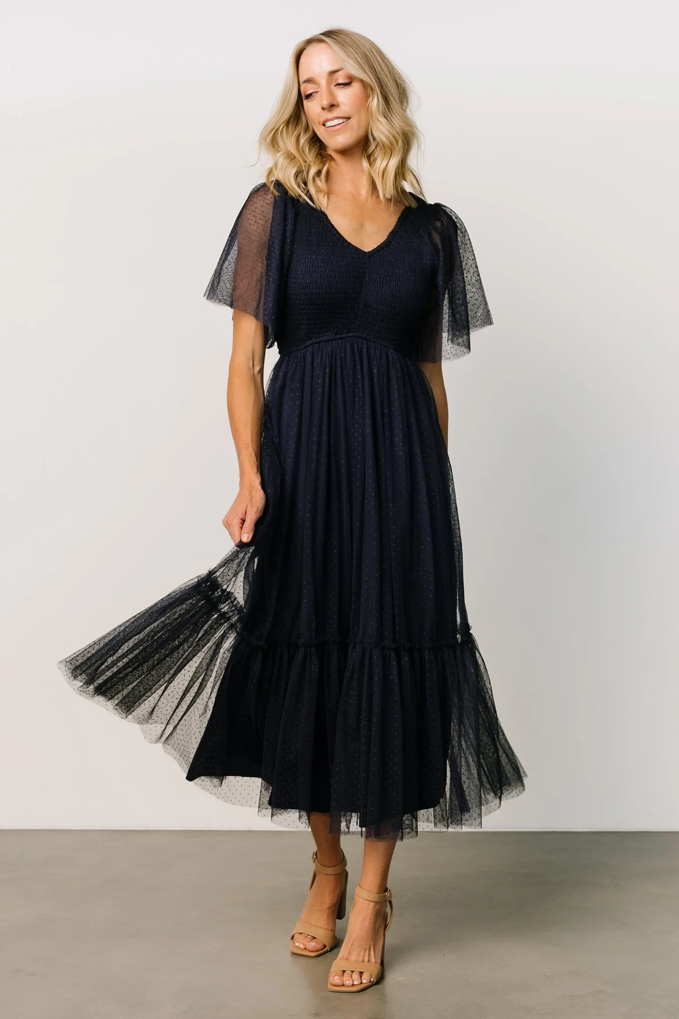 Martha Smocked Tulle Dress | Navy sold by Baltic Born product image thumbnail 5