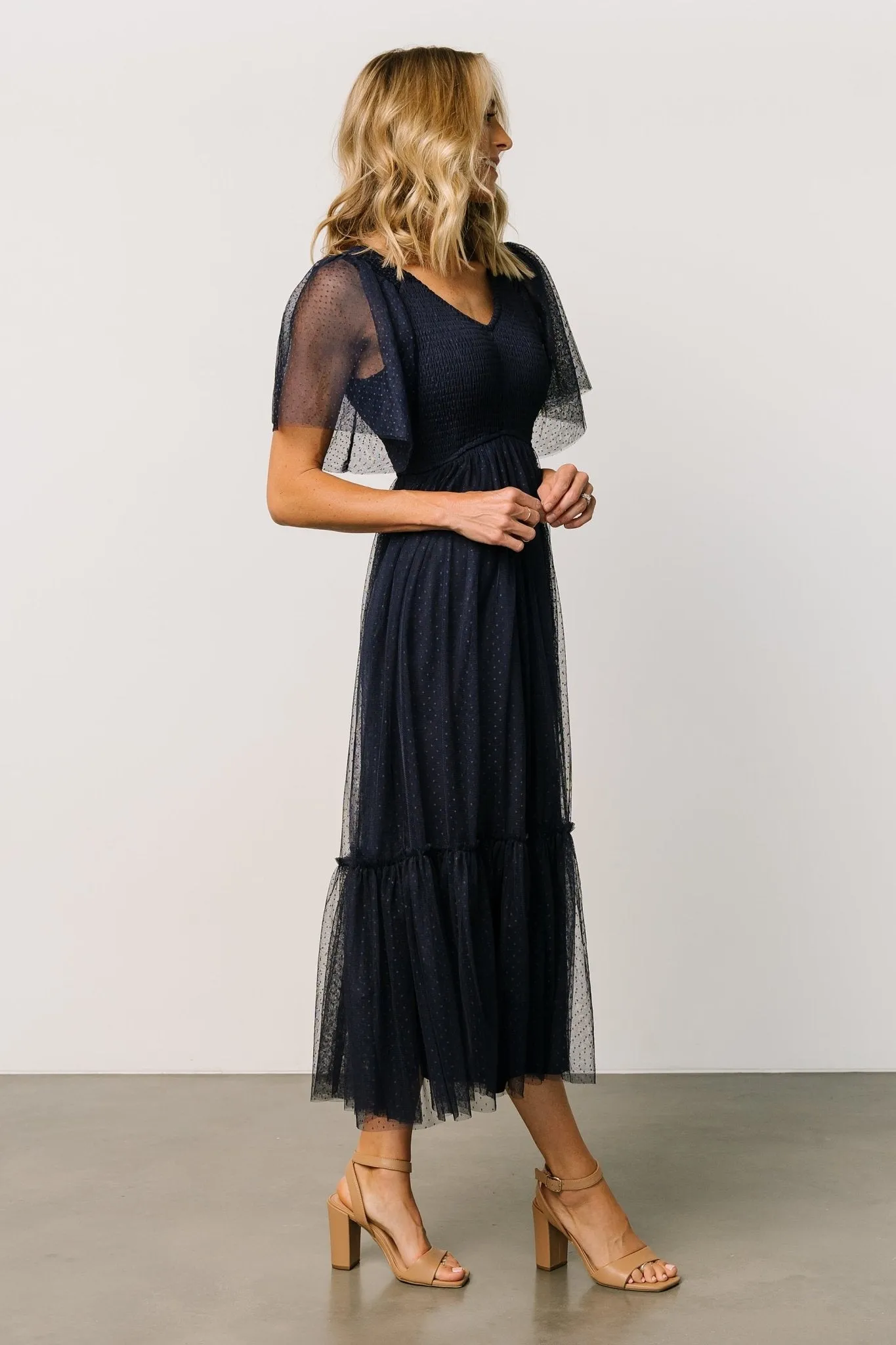 Martha Smocked Tulle Dress | Navy sold by Baltic Born product image thumbnail 3