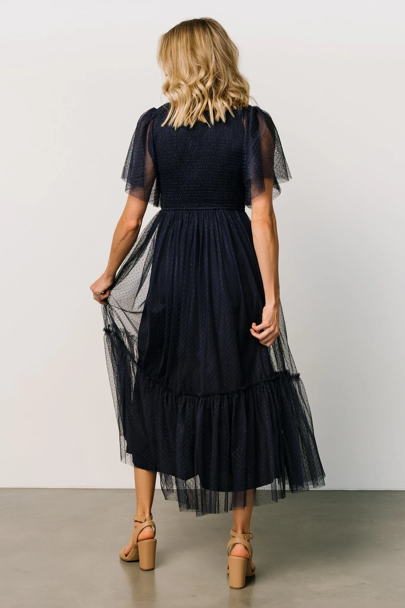Martha Smocked Tulle Dress | Navy sold by Baltic Born product image thumbnail 4