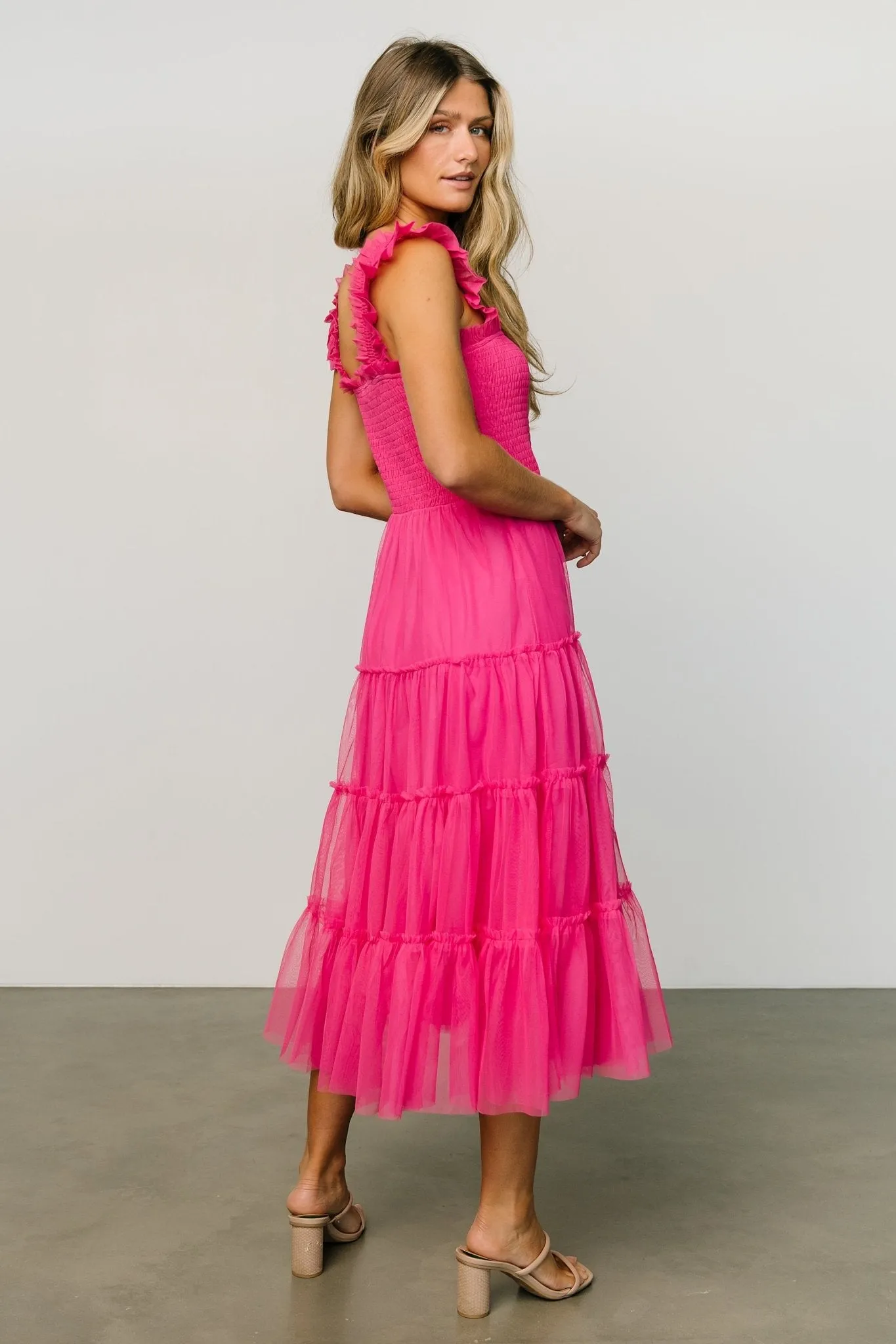 Emma Smocked Tulle Dress | Hot Pink sold by Baltic Born product image thumbnail 4