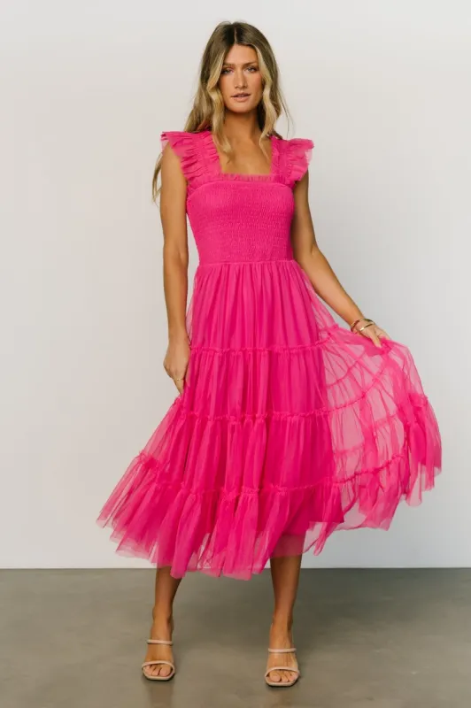 Emma Smocked Tulle Dress | Hot Pink sold by Baltic Born