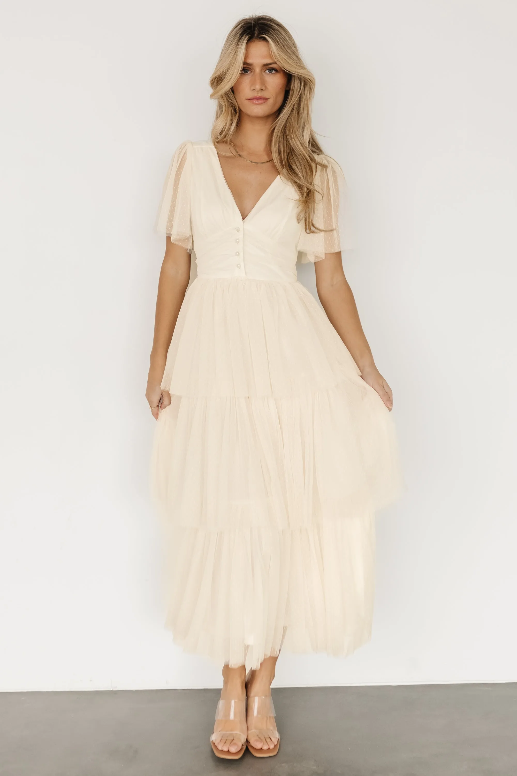 Starlet Tiered Maxi Dress | Cream sold by Baltic Born