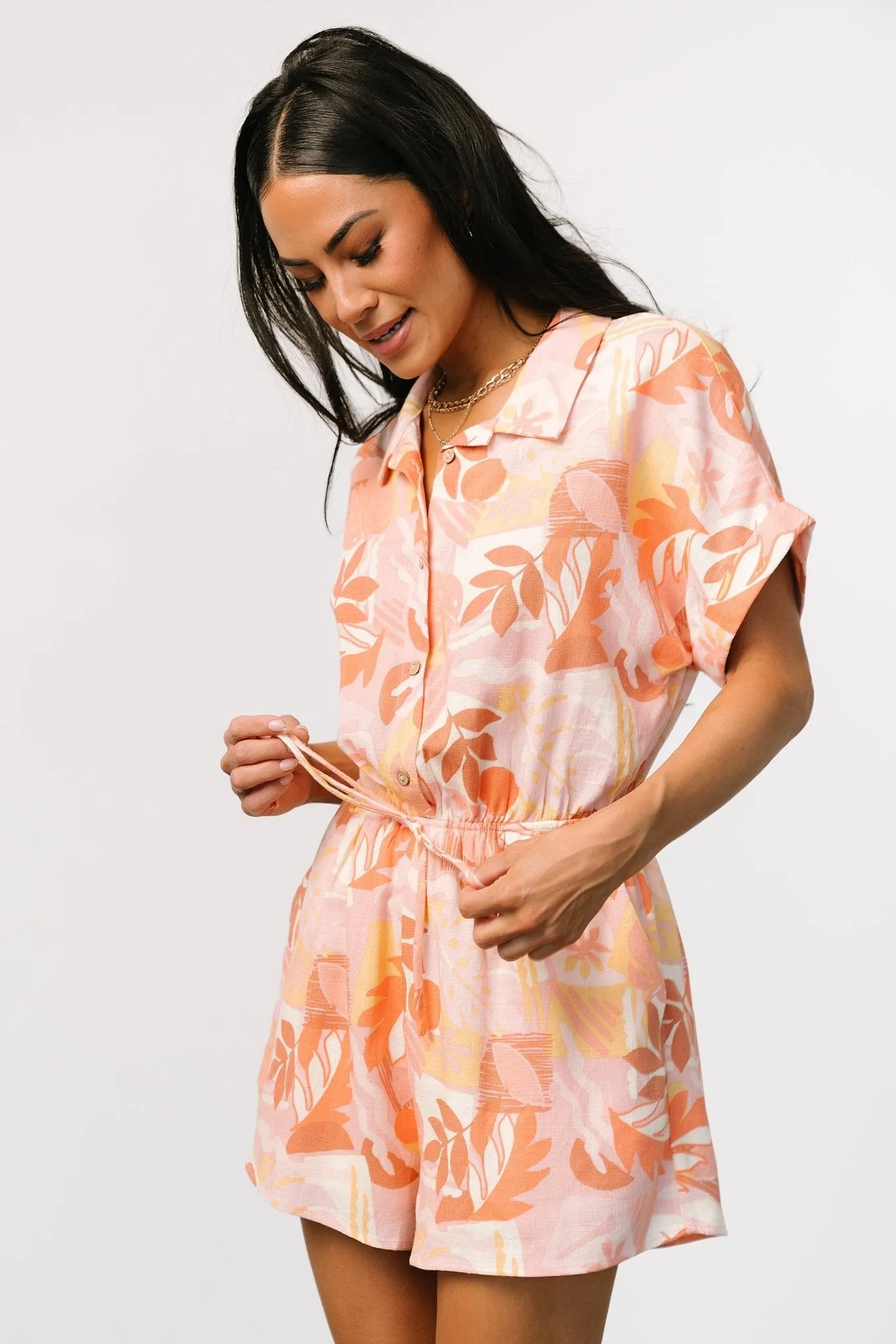 Audra Romper | Pink Multi Print sold by Baltic Born product image thumbnail 5