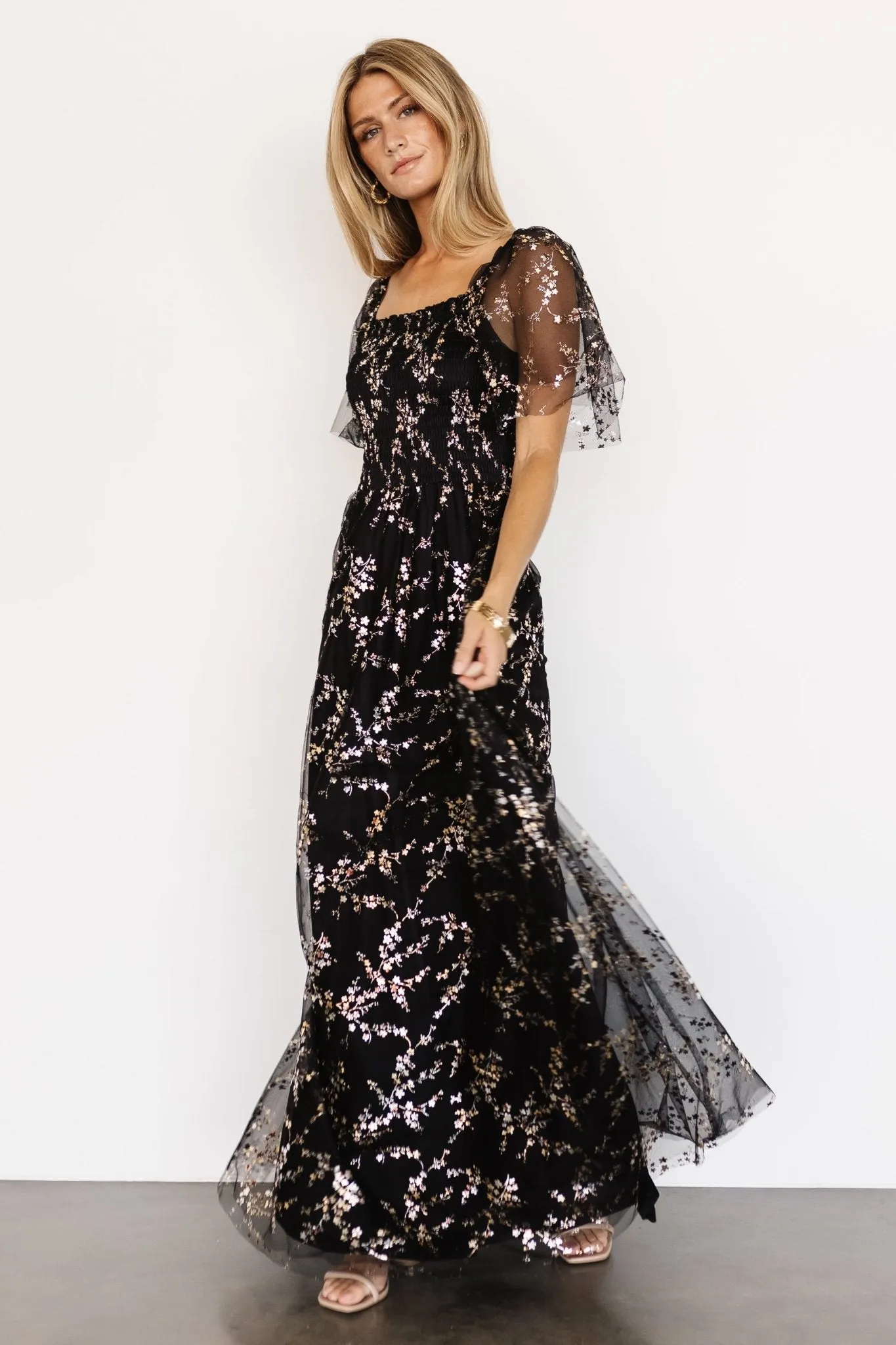 Cassandra Tulle Maxi Dress | Metallic Black sold by Baltic Born product image thumbnail 4