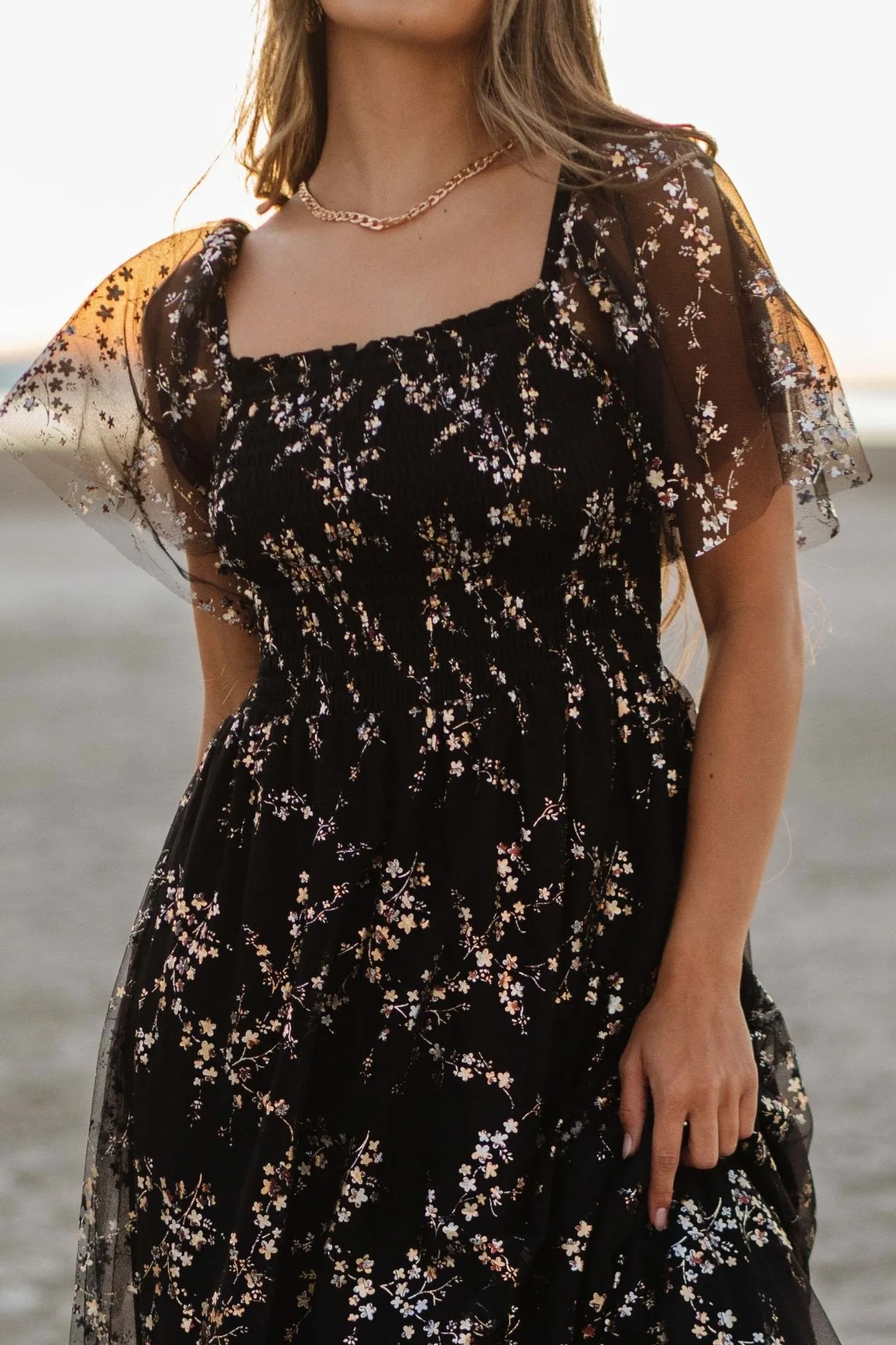 Cassandra Tulle Maxi Dress | Metallic Black sold by Baltic Born product image thumbnail 3