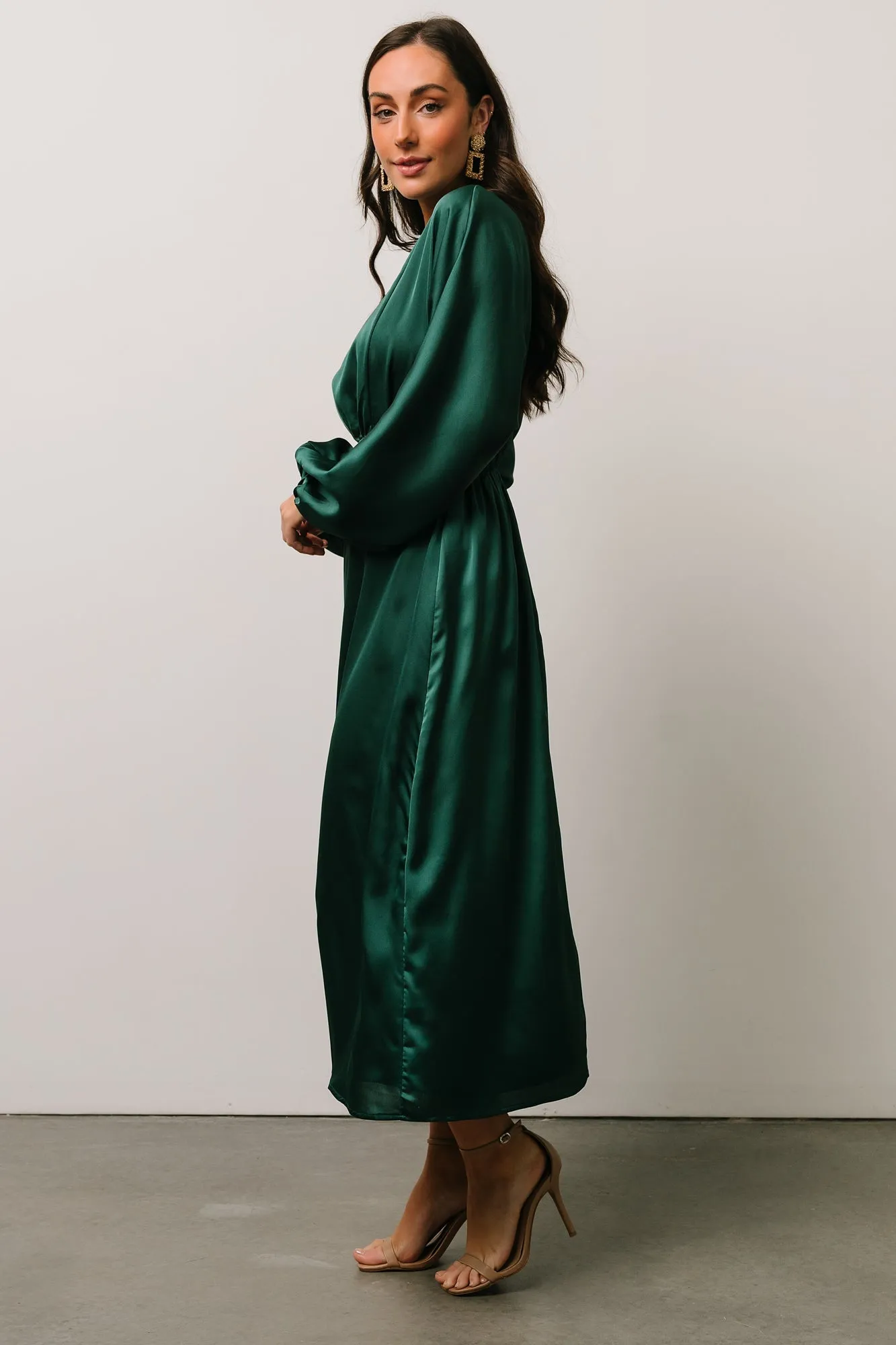 Balta Satin Midi Dress | Emerald sold by Baltic Born product image thumbnail 4