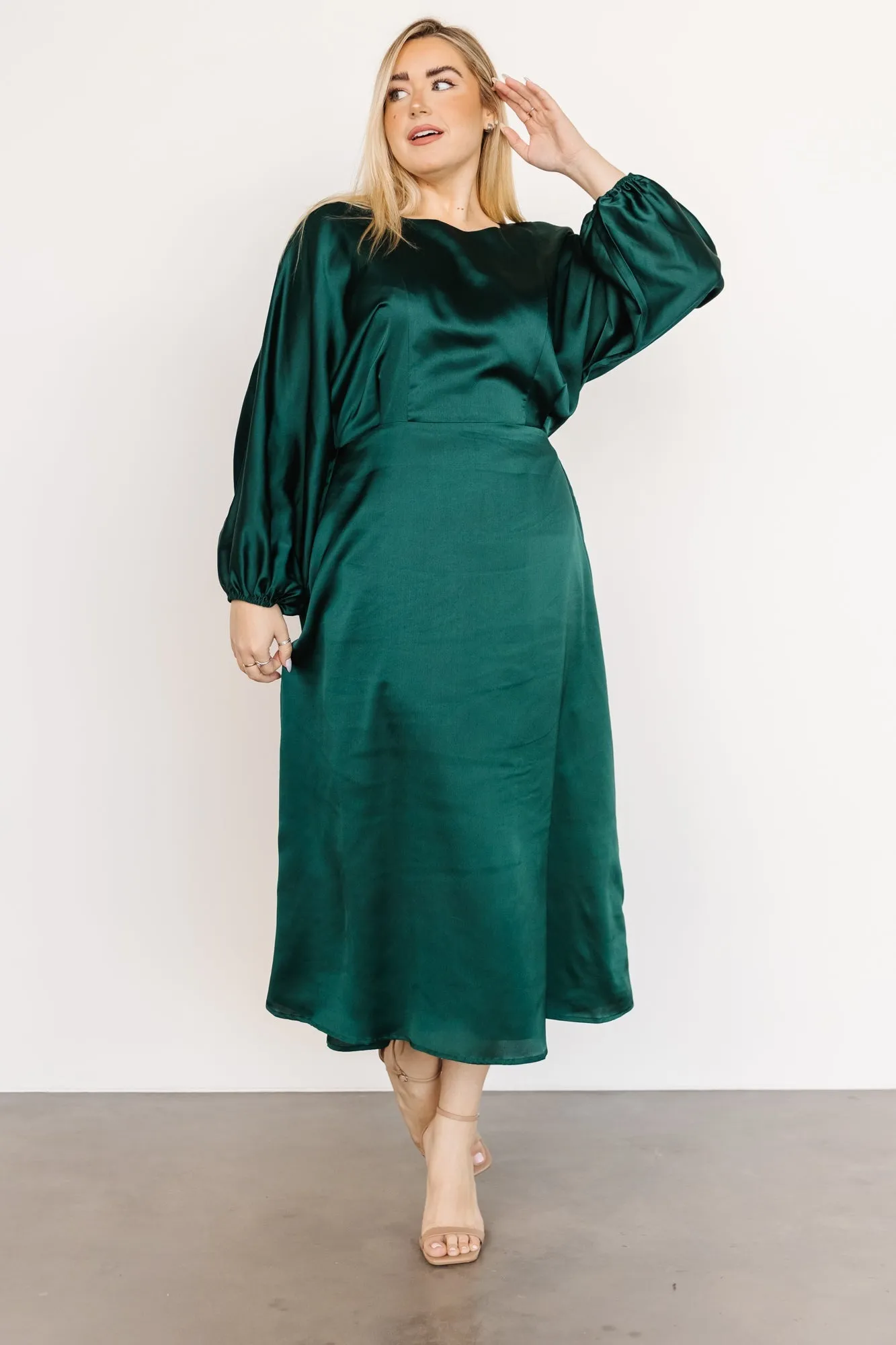 Balta Satin Midi Dress | Emerald sold by Baltic Born product image thumbnail 2