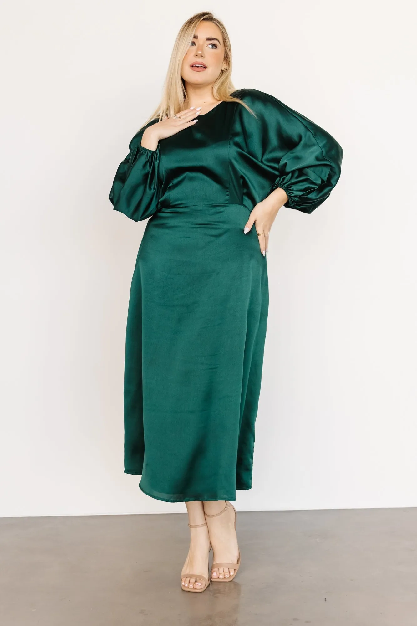 Balta Satin Midi Dress | Emerald sold by Baltic Born product image thumbnail 5