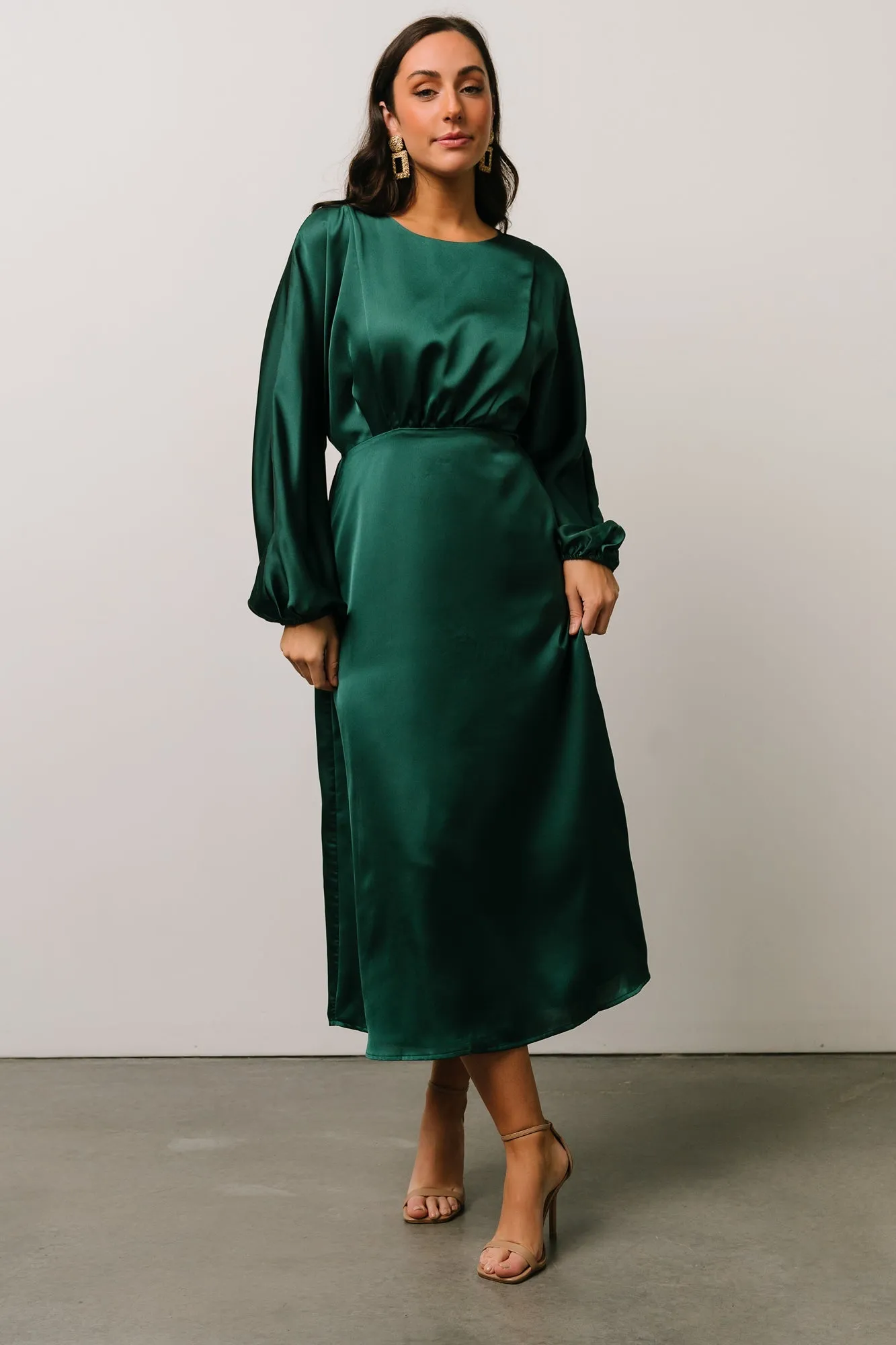 Balta Satin Midi Dress | Emerald sold by Baltic Born