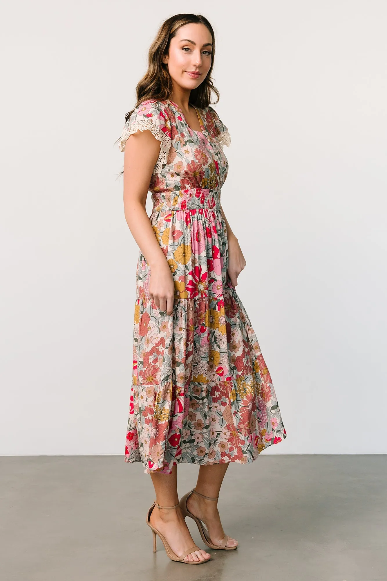 Aliyah Midi Dress | Cream Multi Floral sold by Baltic Born product image thumbnail 2