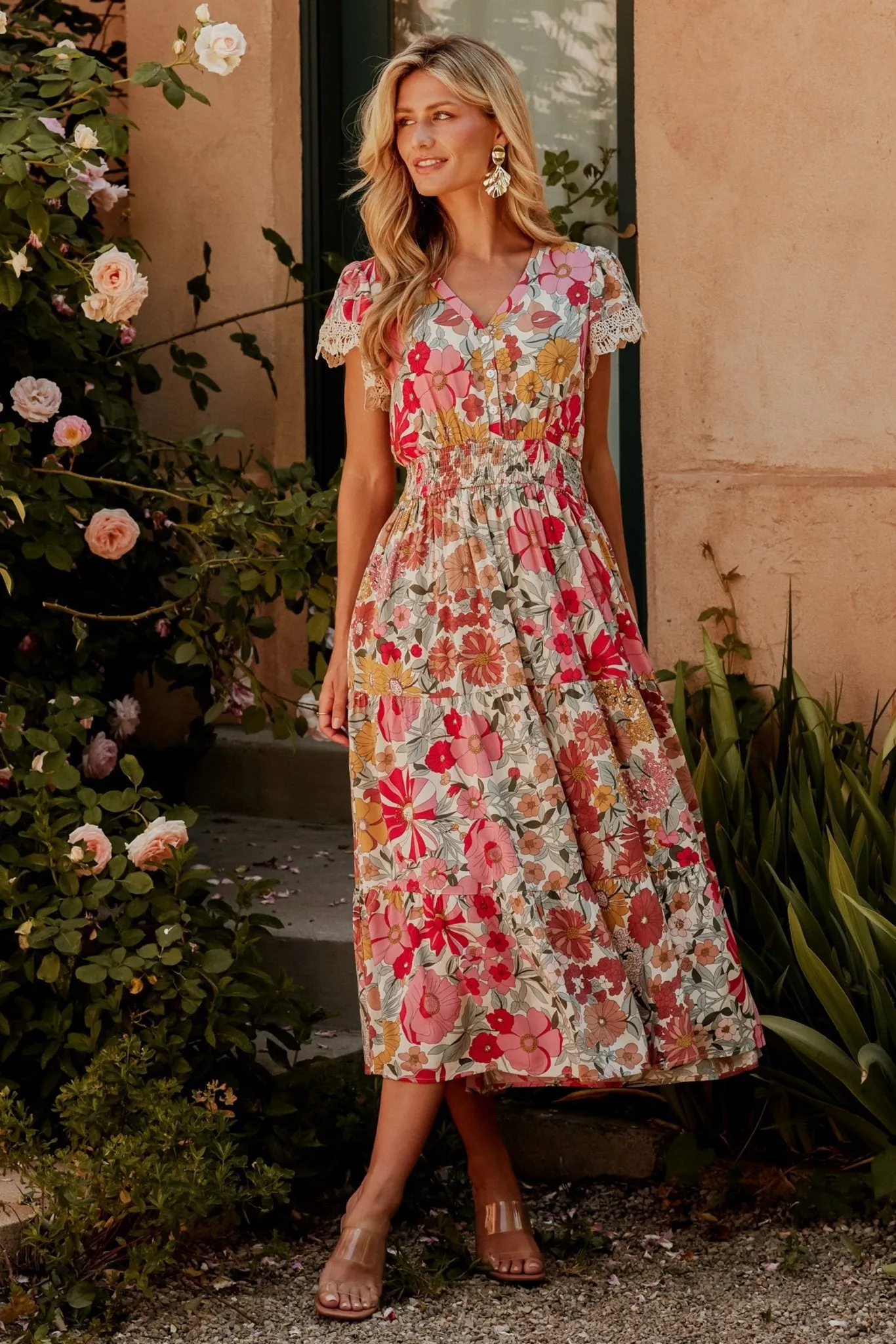 Aliyah Midi Dress | Cream Multi Floral sold by Baltic Born product image thumbnail 4