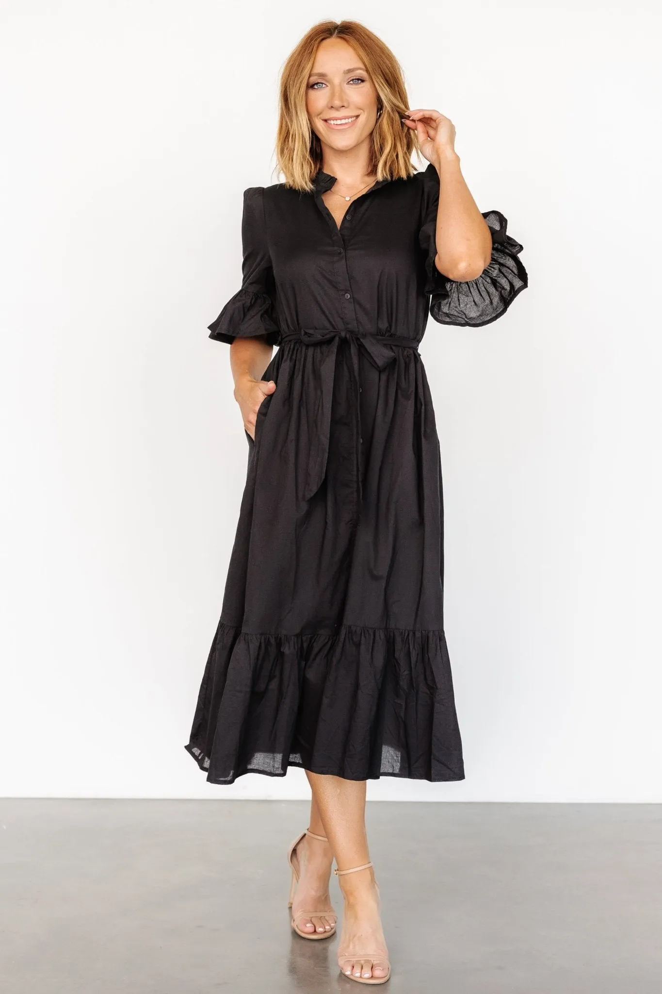 Mirielle Midi Dress | Black sold by Baltic Born
