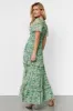 Audrey Deep V Maxi Dress | Green Floral sold by Baltic Born