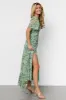 Audrey Deep V Maxi Dress | Green Floral sold by Baltic Born
