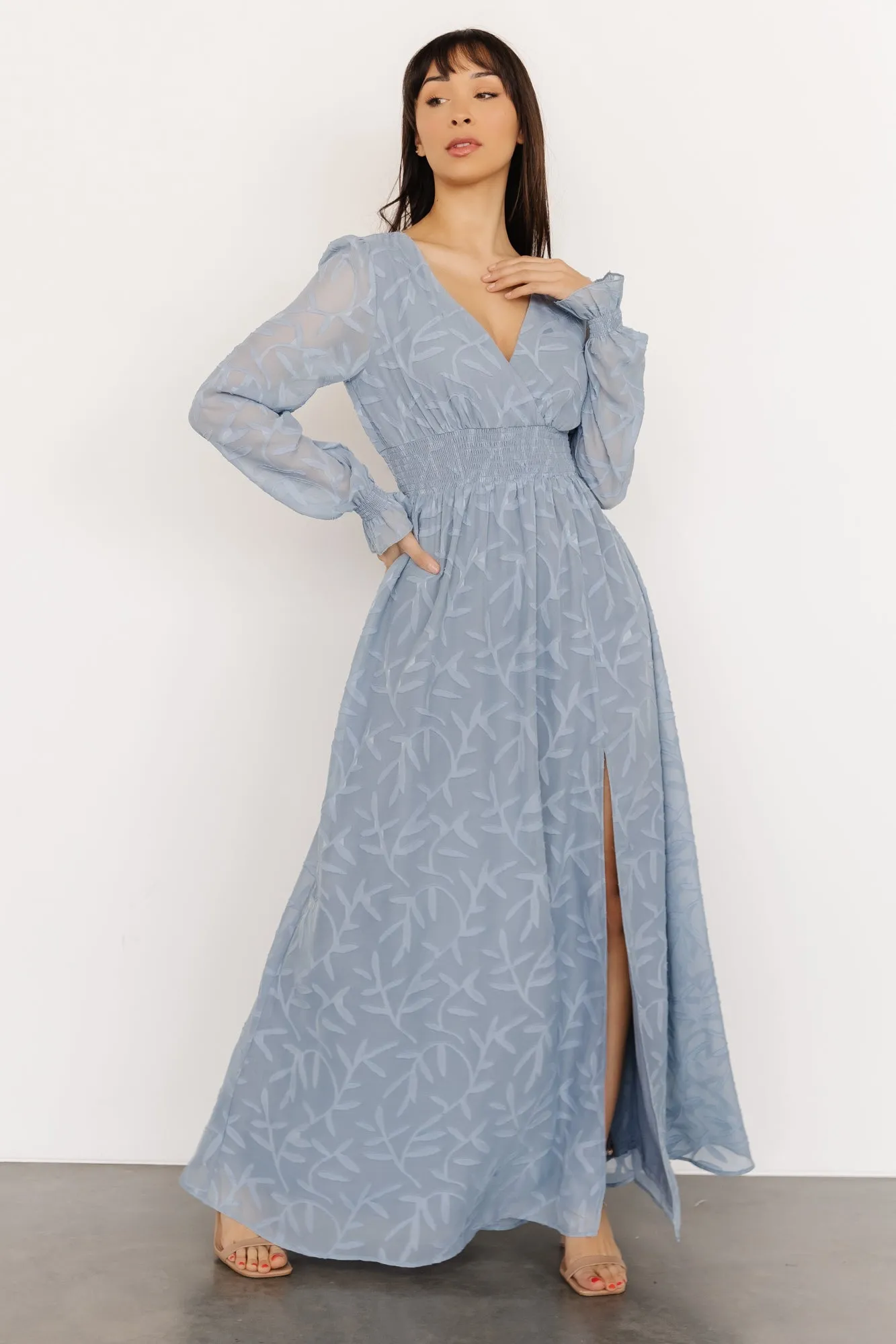 Bridget Textured Maxi Dress | Light Blue sold by Baltic Born