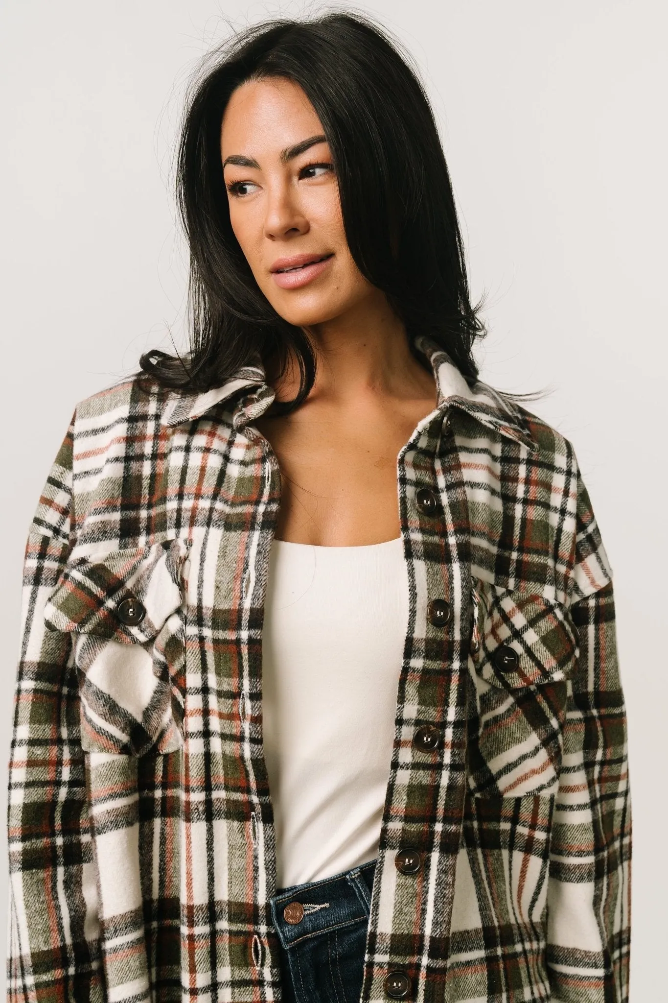 Polson Plaid Shacket | Ivory Multi sold by Baltic Born product image thumbnail 5