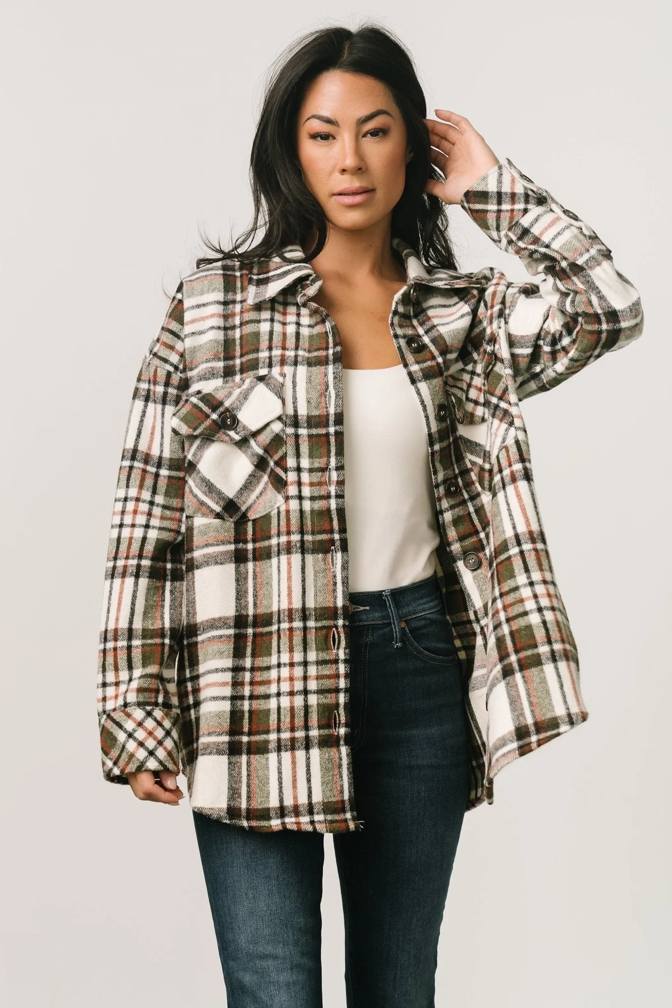 Polson Plaid Shacket | Ivory Multi sold by Baltic Born product image thumbnail 2