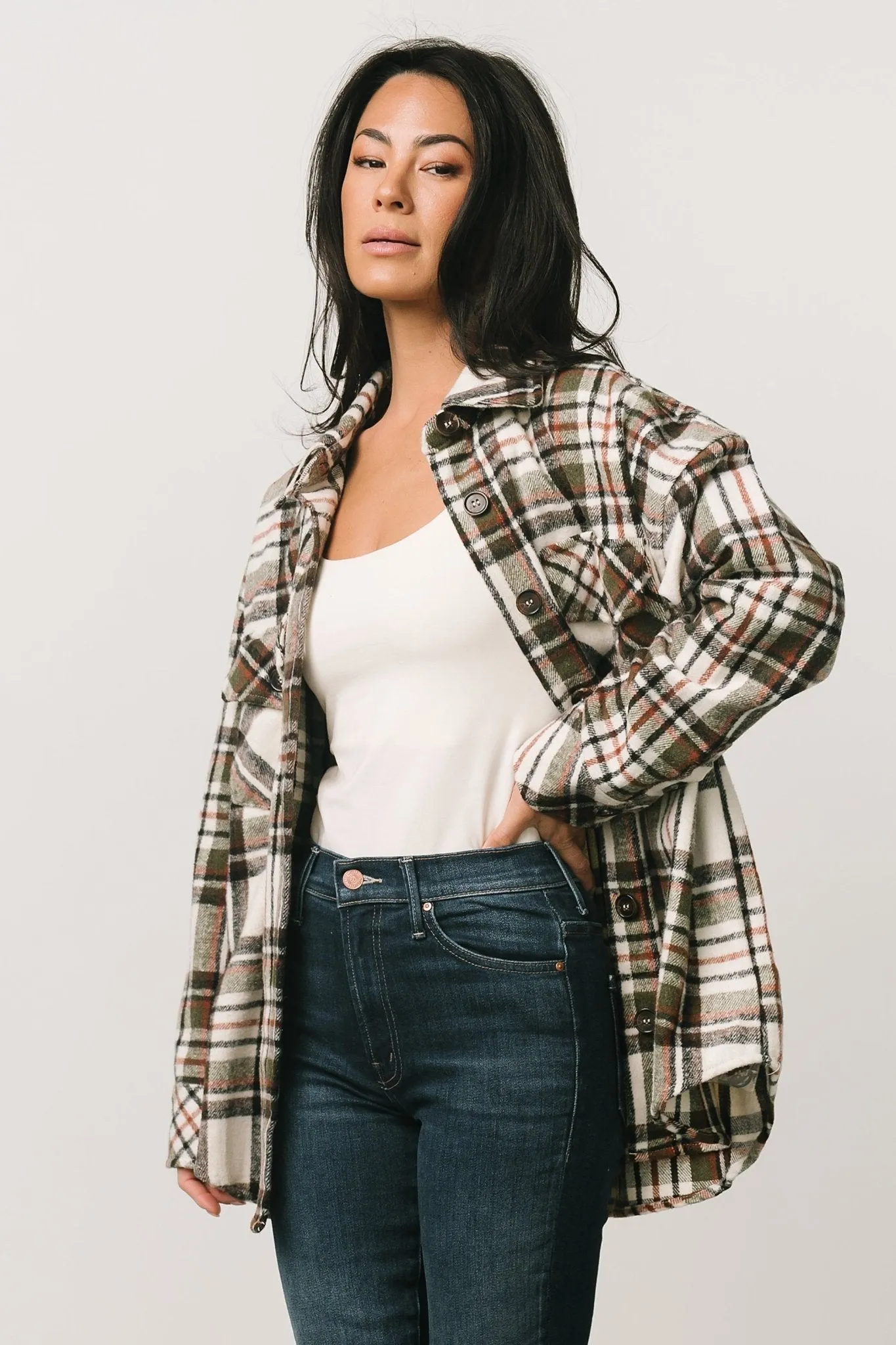 Polson Plaid Shacket | Ivory Multi sold by Baltic Born product image thumbnail 3