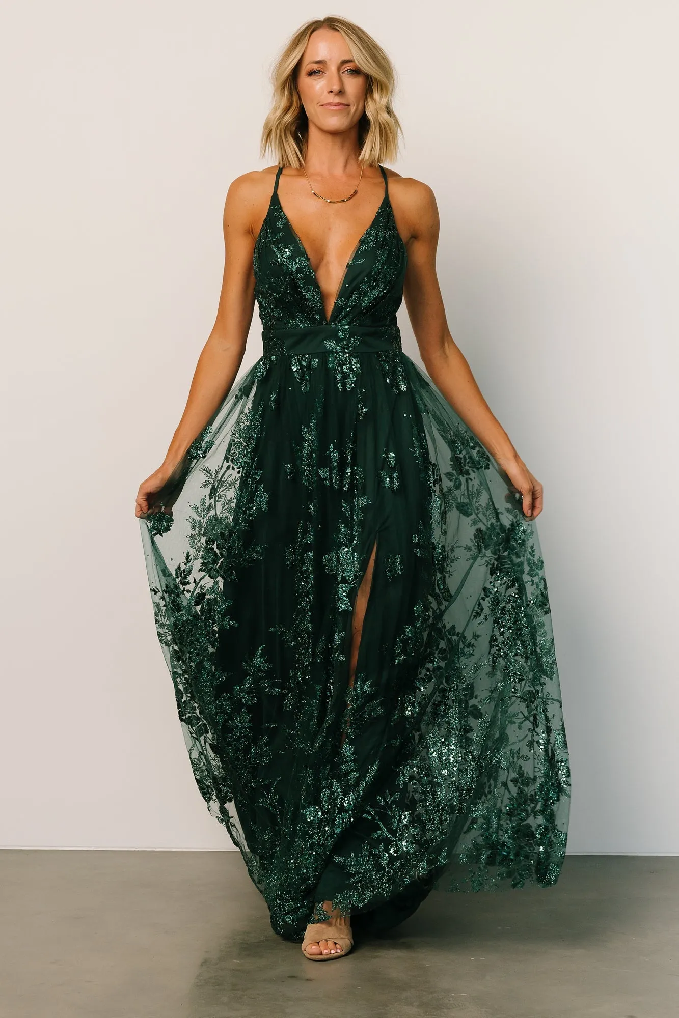 Lucienne Shimmer Maxi Gown | Emerald sold by Baltic Born product image thumbnail 4