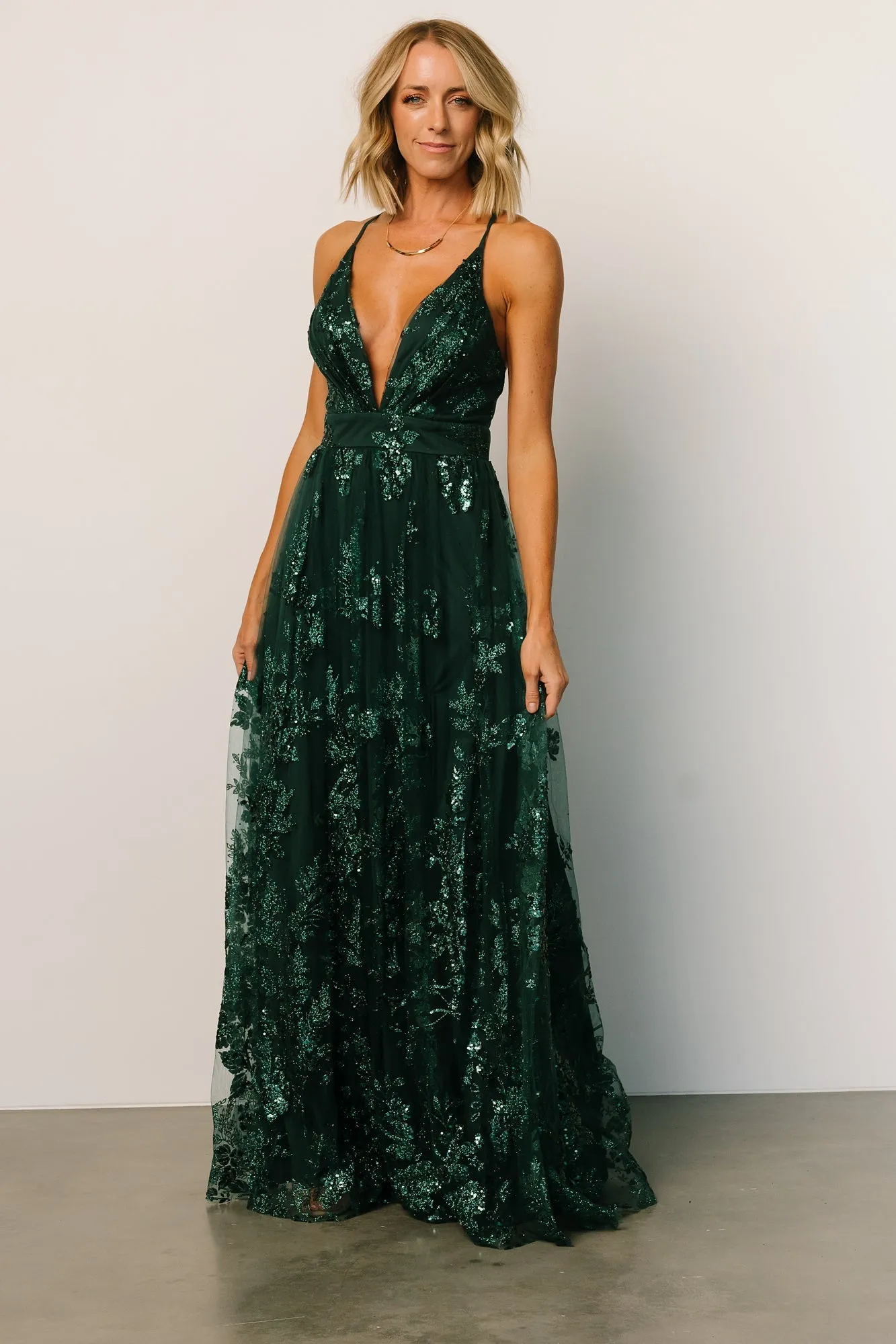 Lucienne Shimmer Maxi Gown | Emerald sold by Baltic Born