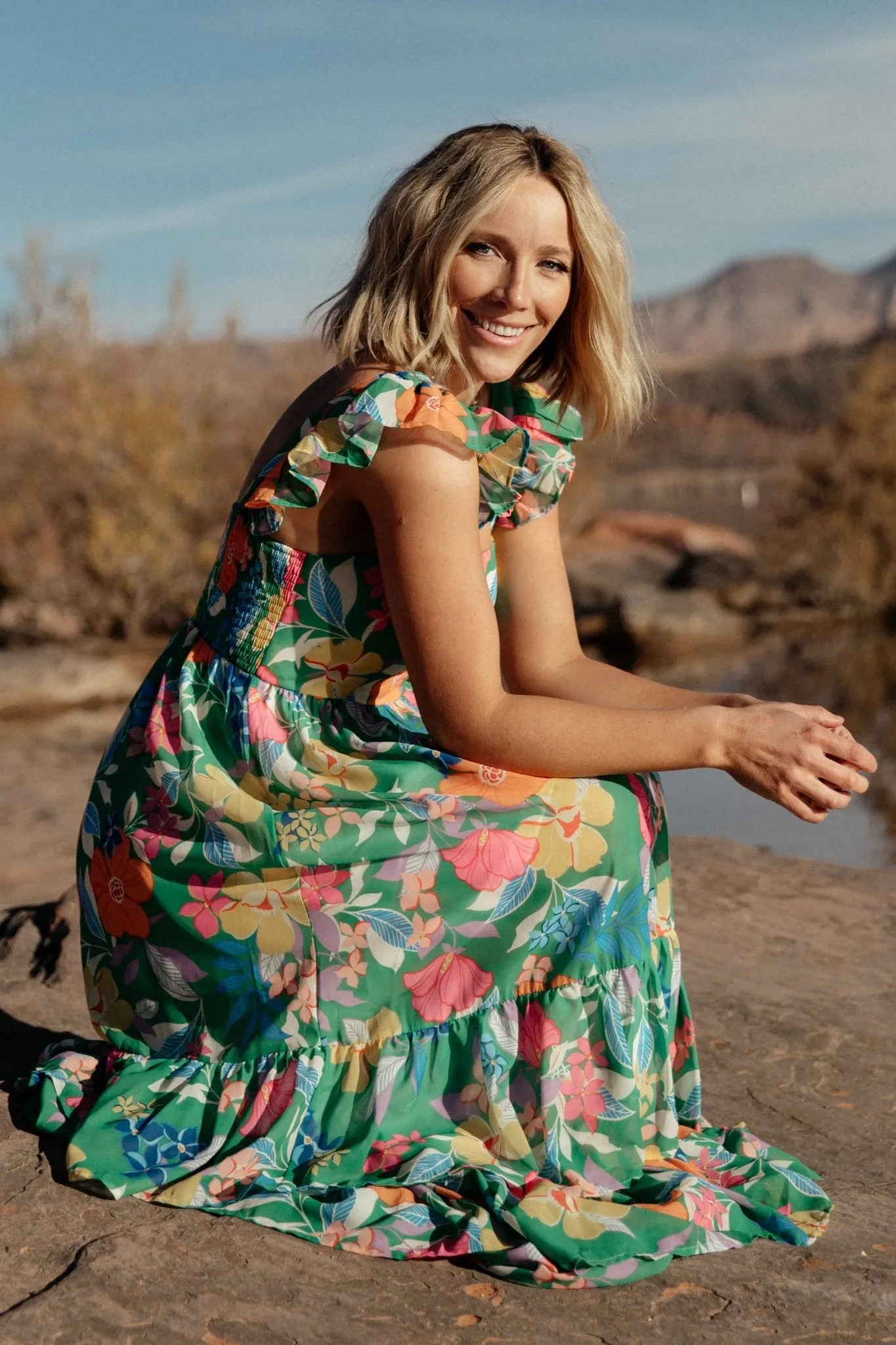 Monte Tiered Maxi Dress | Green Multi sold by Baltic Born product image thumbnail 3